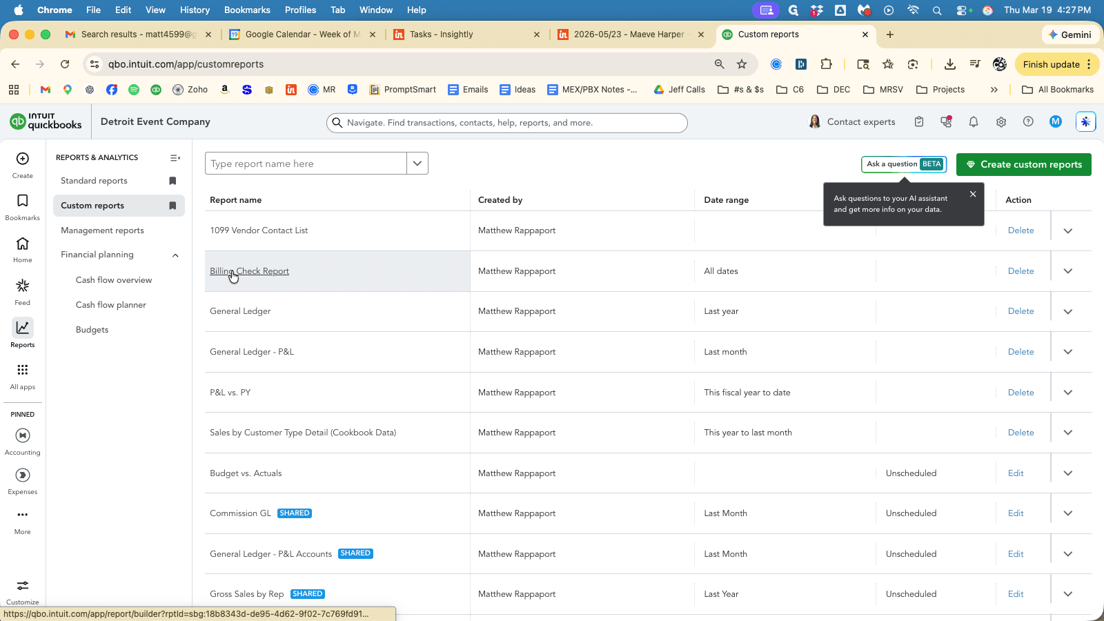 Step #6: Click on "Billing Check Report"