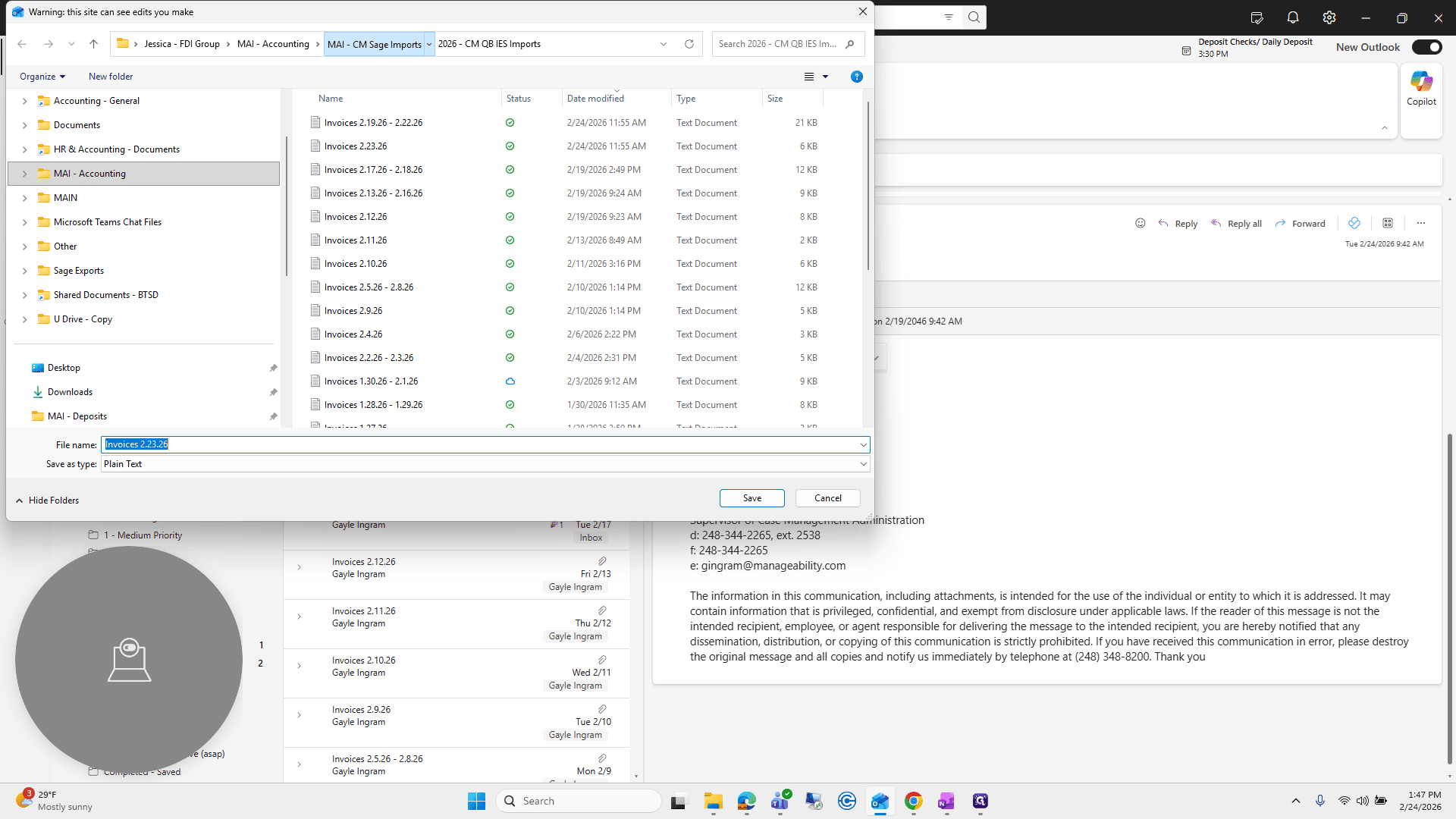 Step #4: Click on "FDI Group > MAI - Accounting > MAI - CM Sage Imports"