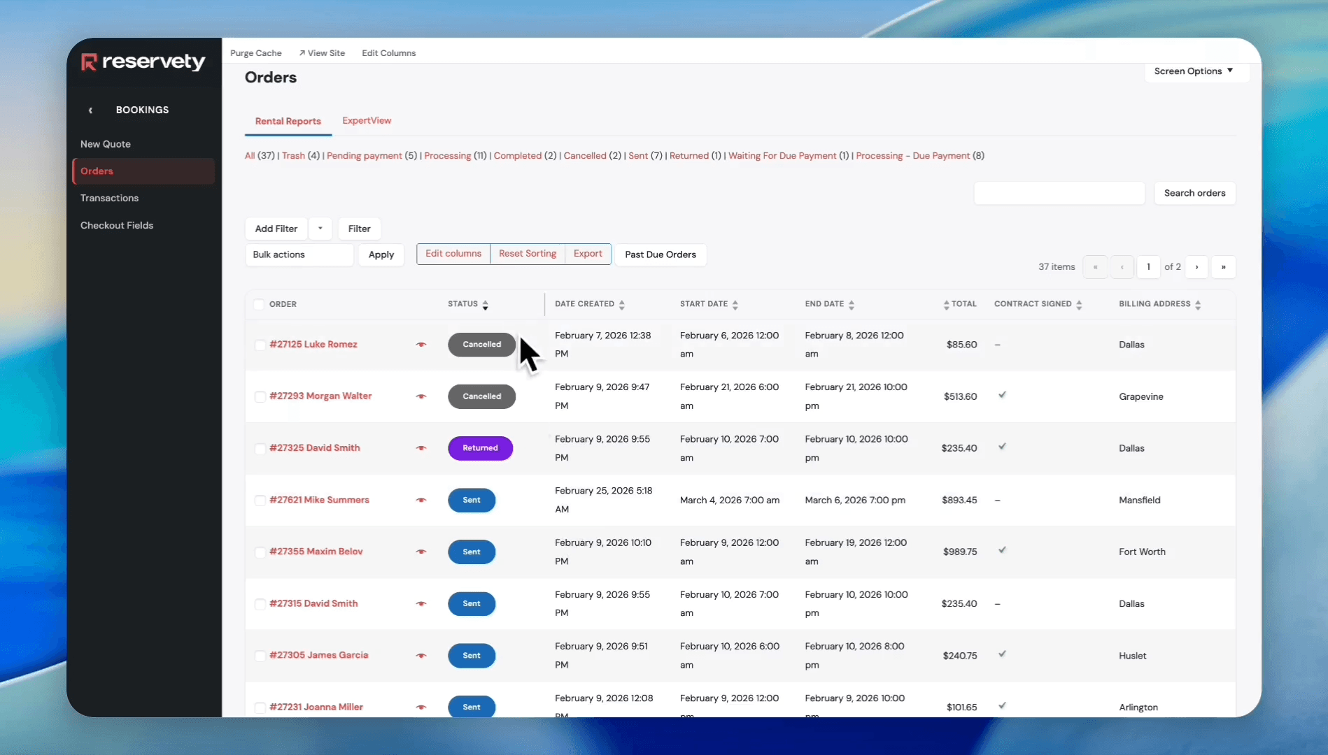 Step #14: Click the 'STATUS' column header to sort orders by their status. When you click on the Status title, it groups all the statuses together. It organizes orders with similar statuses.