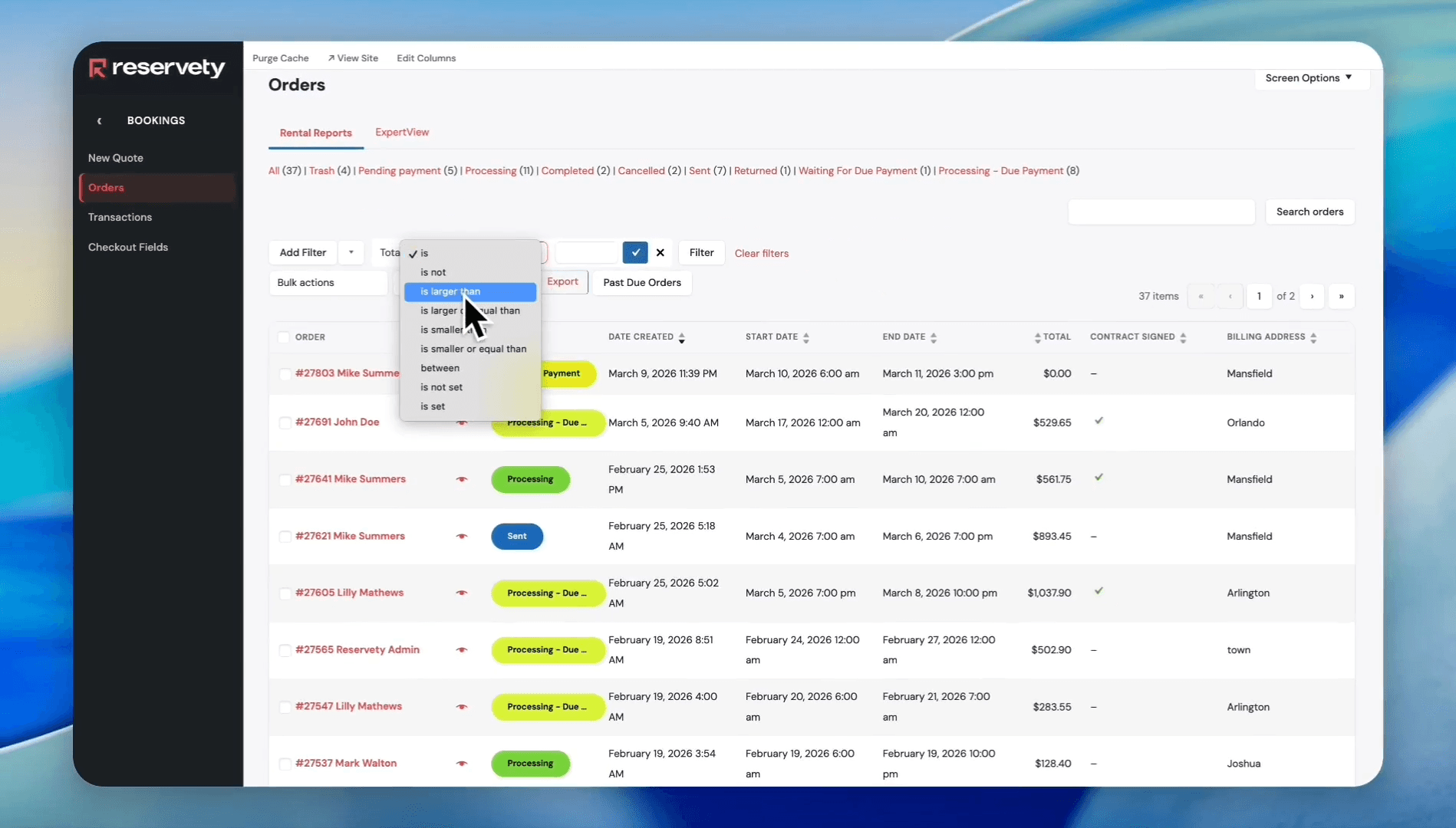 Step #30: Select 'is larger than' from the dropdown menu.