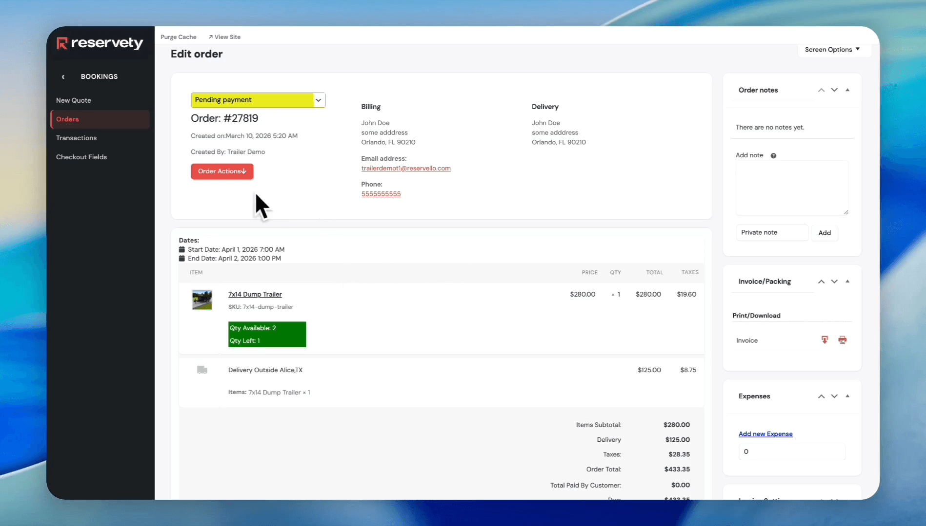 Step #62: Click the Order Actions button.