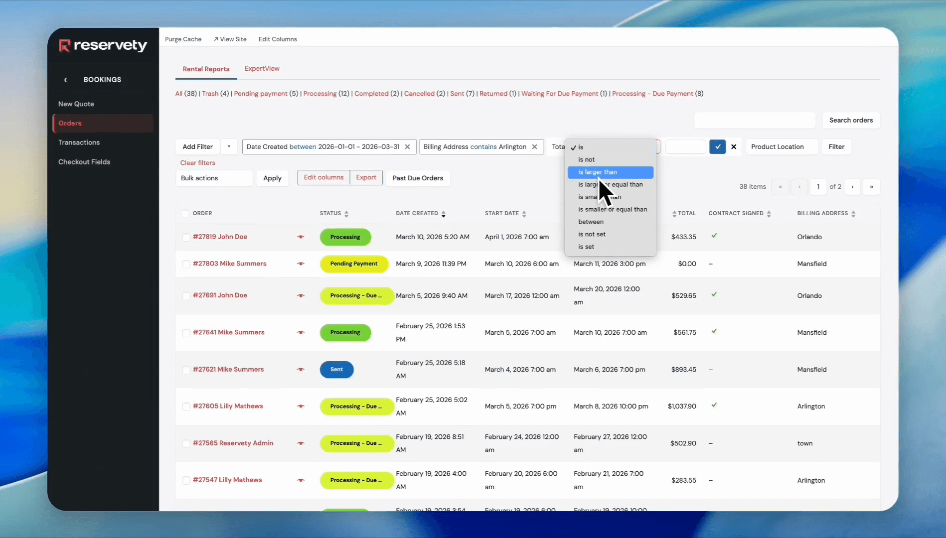 Step #49: Select 'is larger than' from the dropdown list.