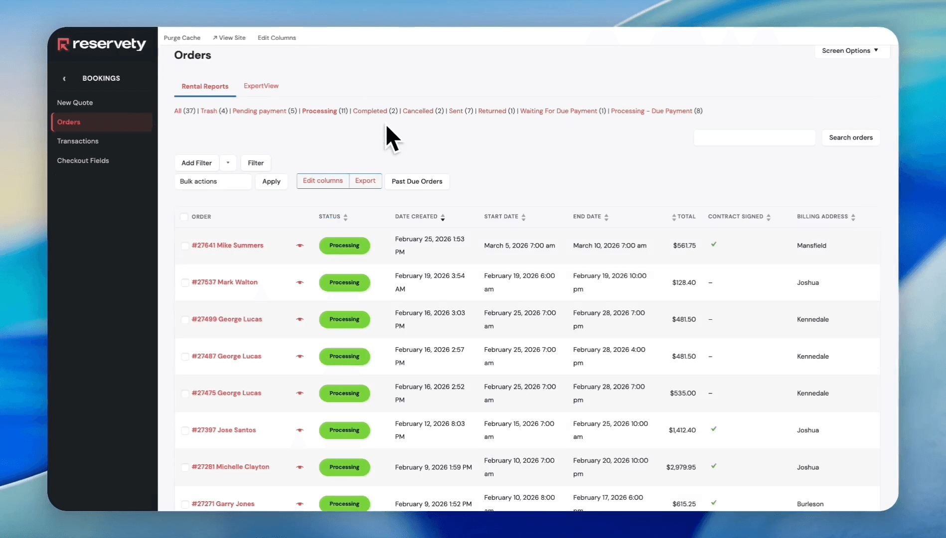 Step #7: Click on the Processing status filter. It means the customer has already paid for the item or rental. Now, the business is processing its orders.