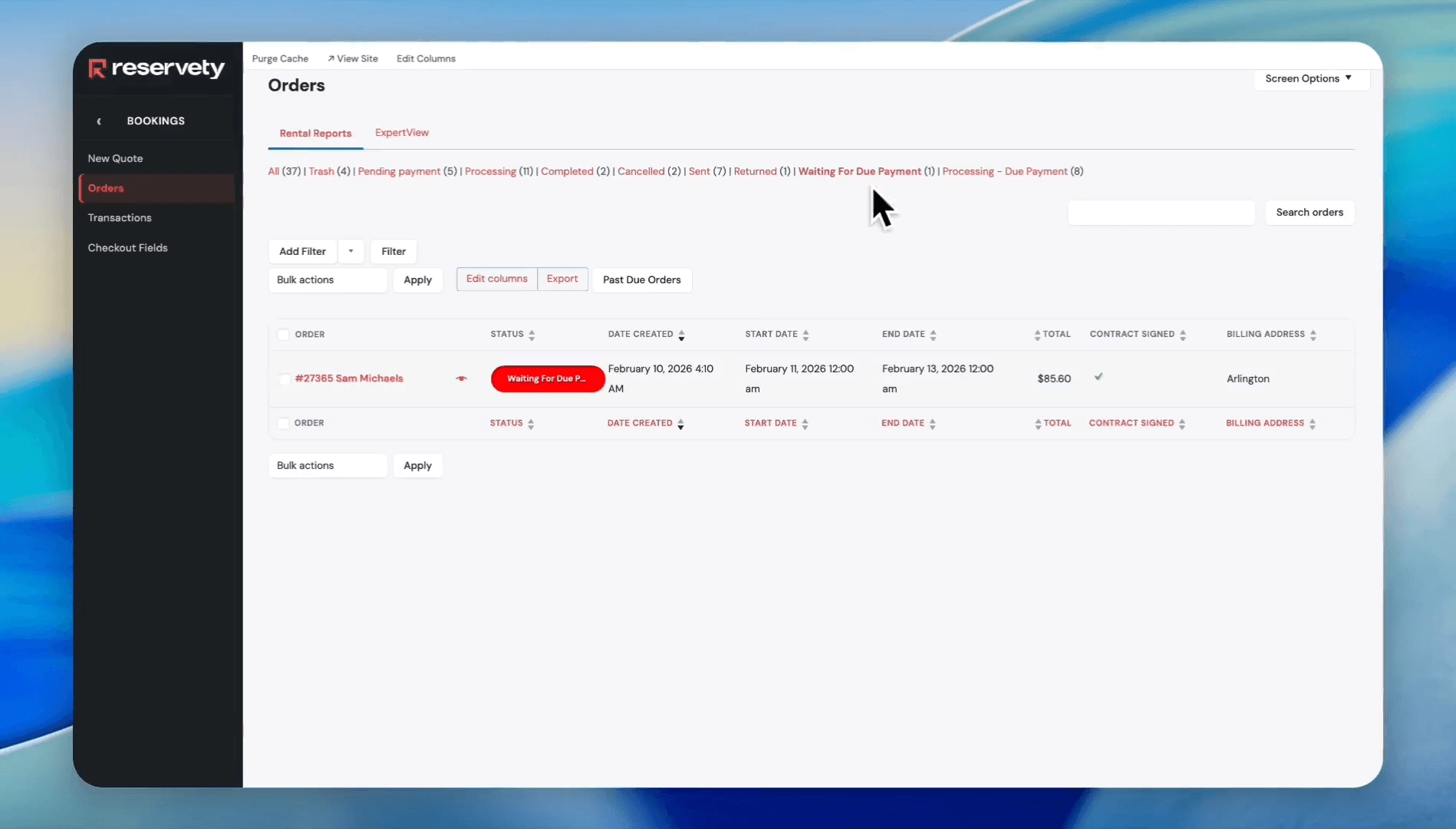 Step #12: Click the Waiting For Due Payment status filter to see orders with past-due amounts.