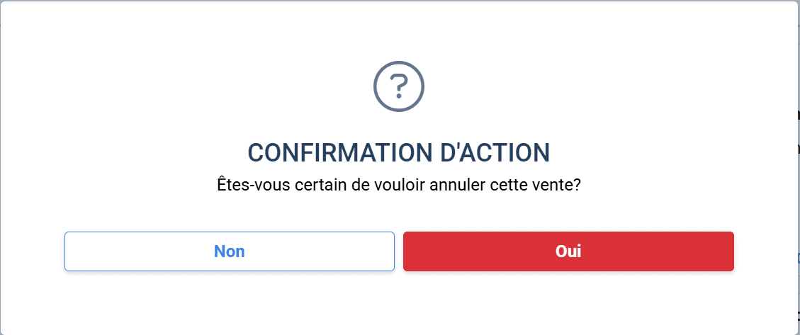 Step #12: Cliquer sur le bouton rouge "Oui" pour confirmer l'annulation de la cotation