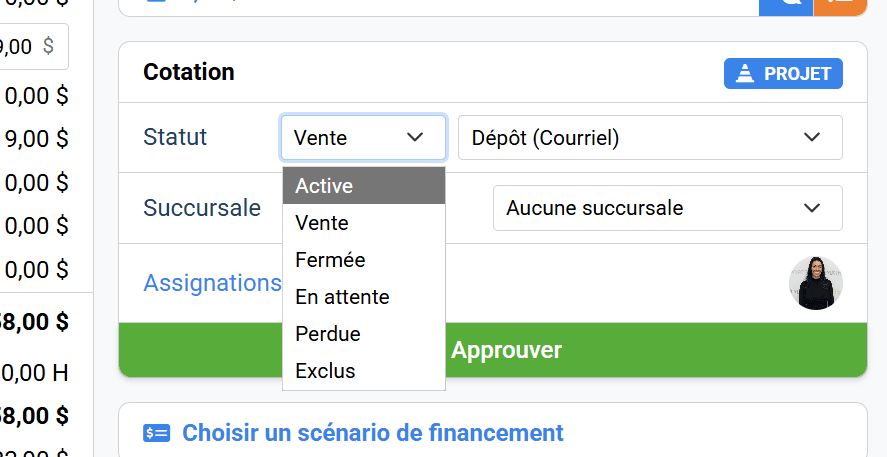 Step #11: Modifier le statut de la cotation à "Active"