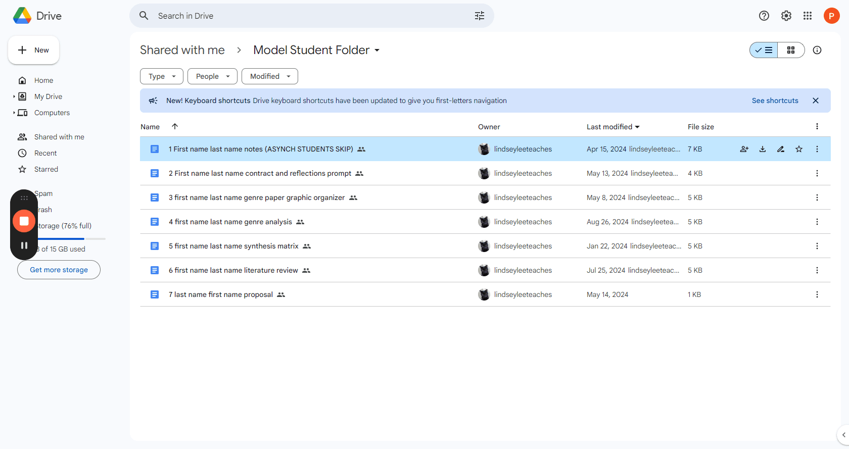 Step #5: Click on "1 First name last name notes ( ASYNCH STUDENTS SKIP ) **"