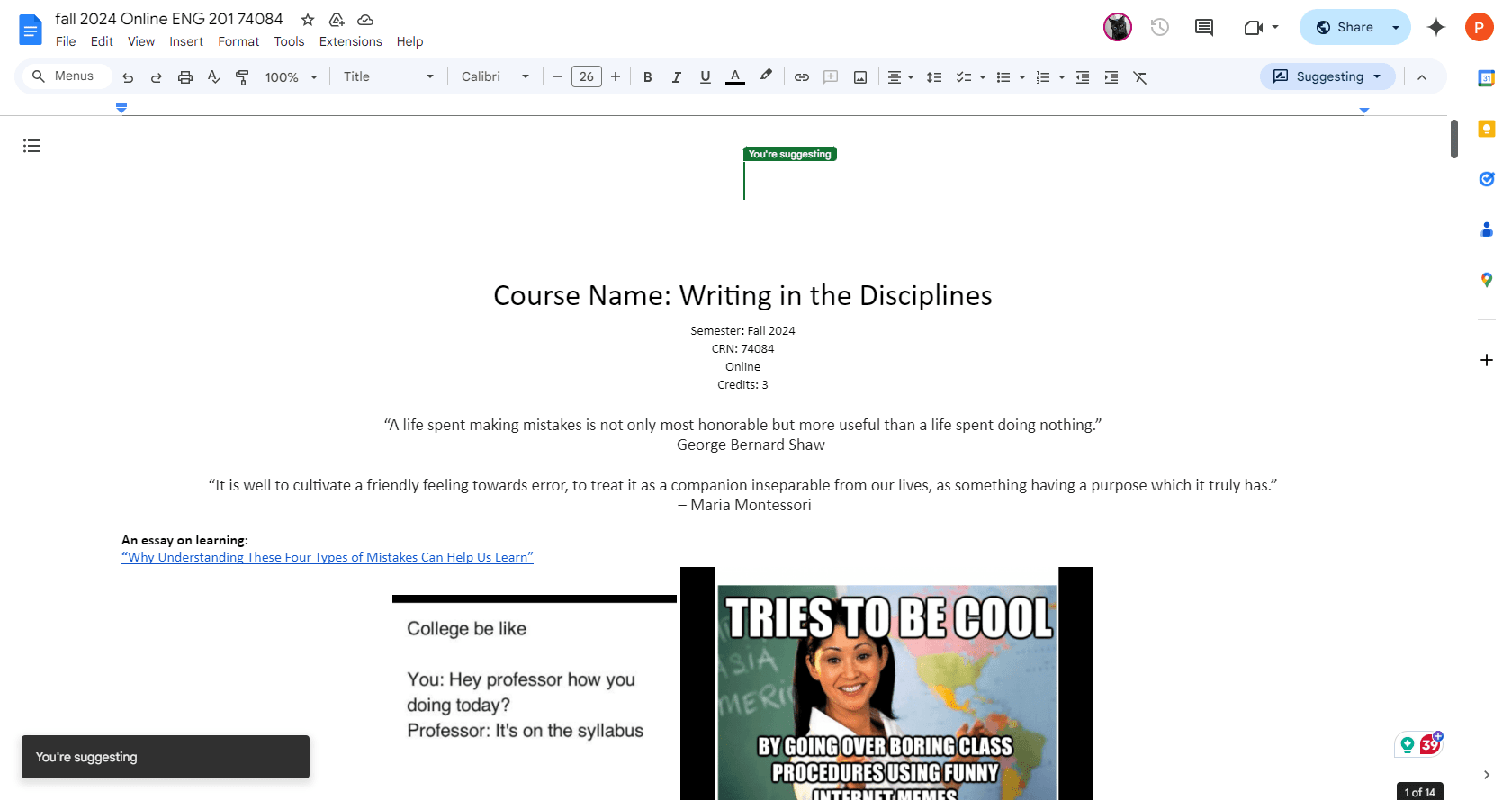 Step #2: Scroll to the assignment schedule