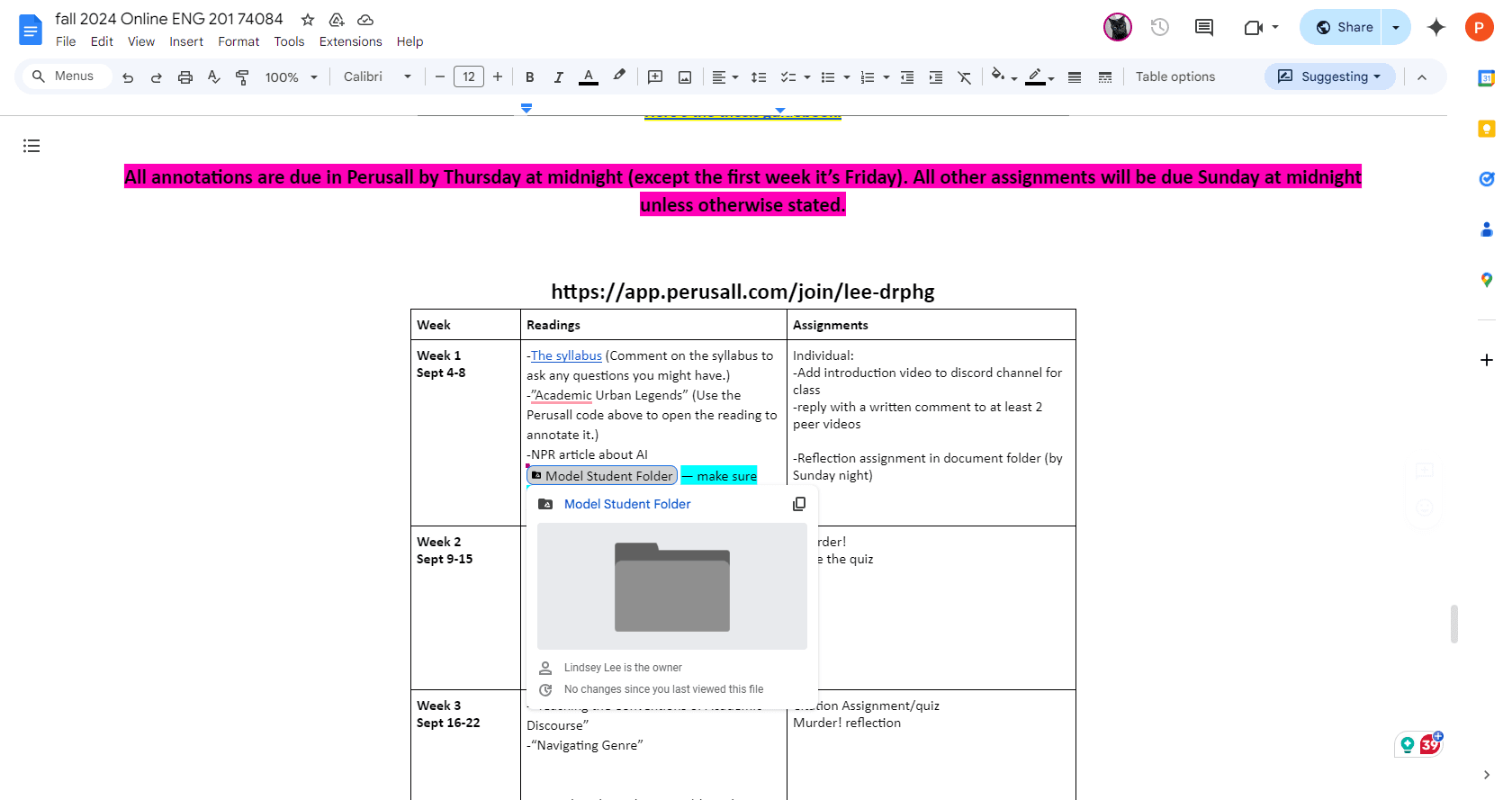 Step #3: Click on "Model Student Folder"