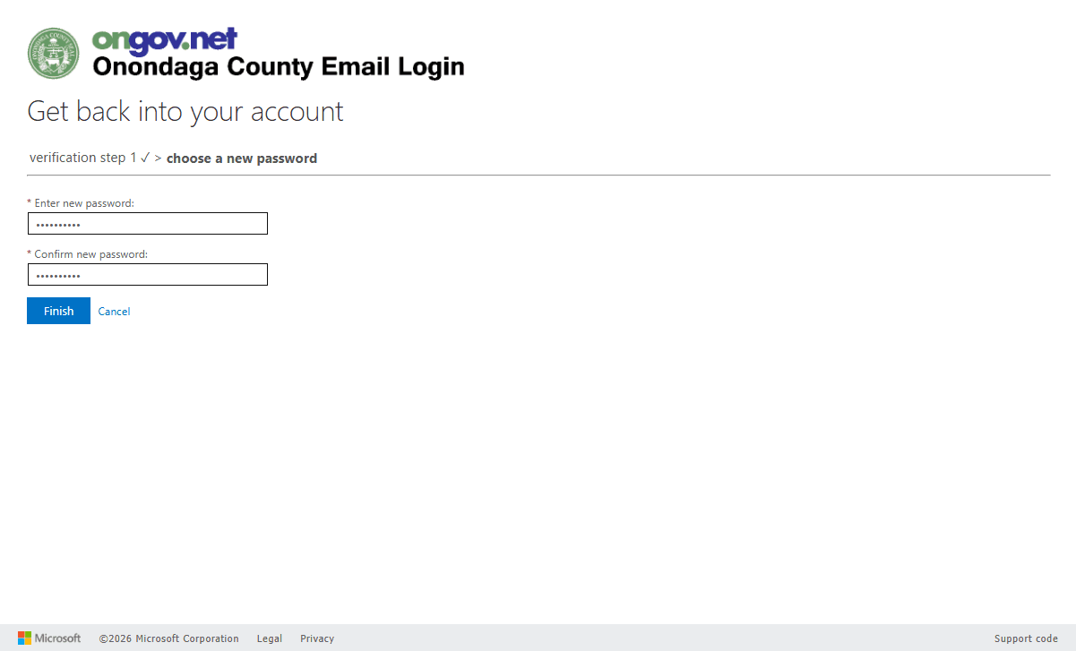 Step #10: Click Finish to save your new password and complete the recovery process.
