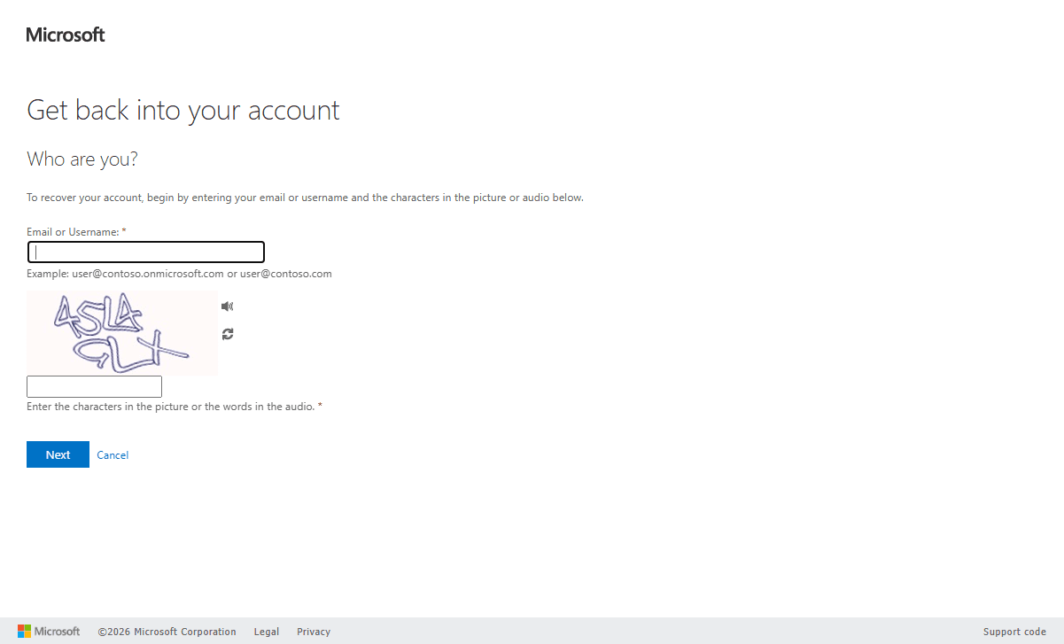 Step #2: Click the Email or Username field.