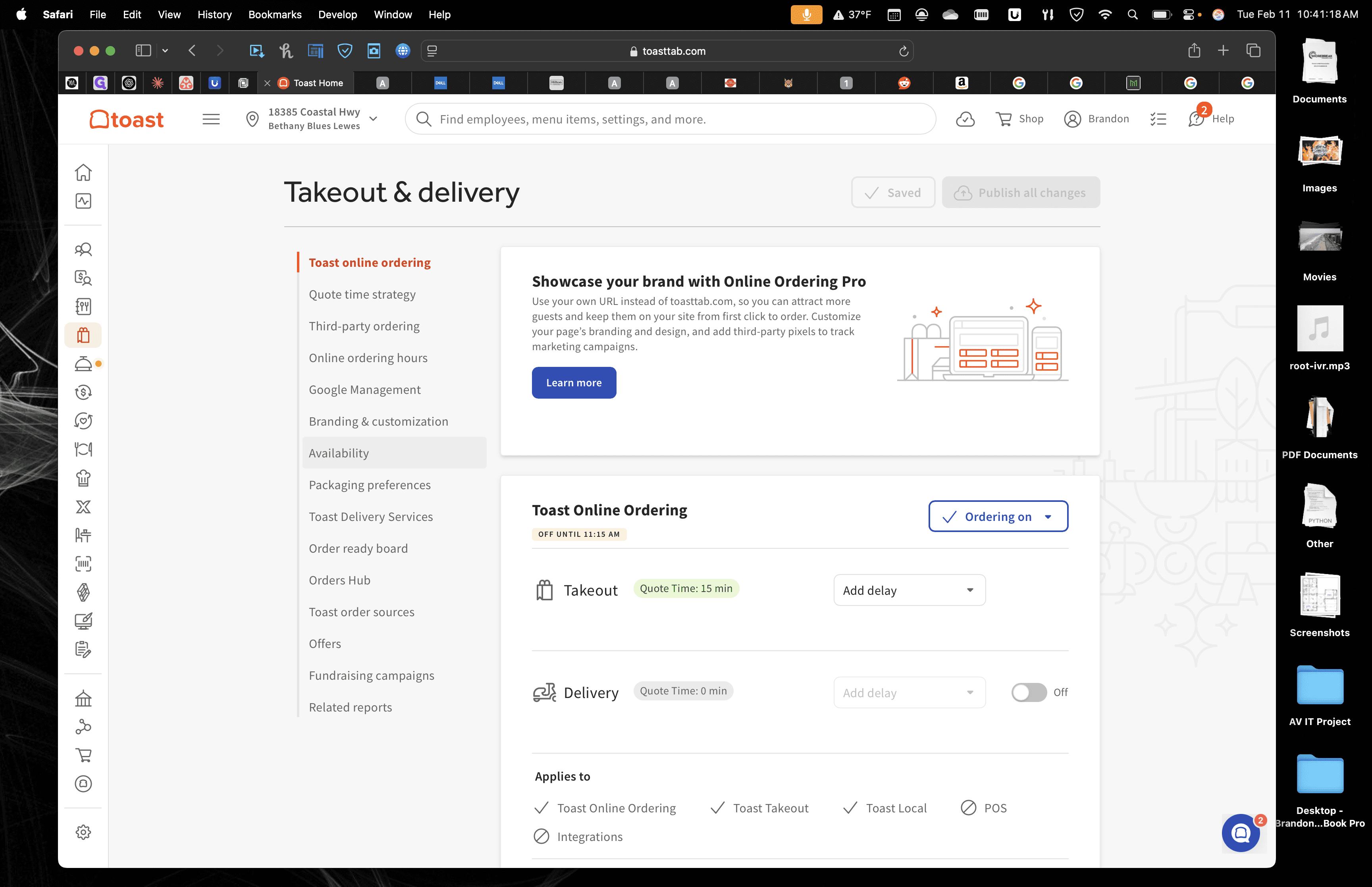 Step #7: Click on "Availability"