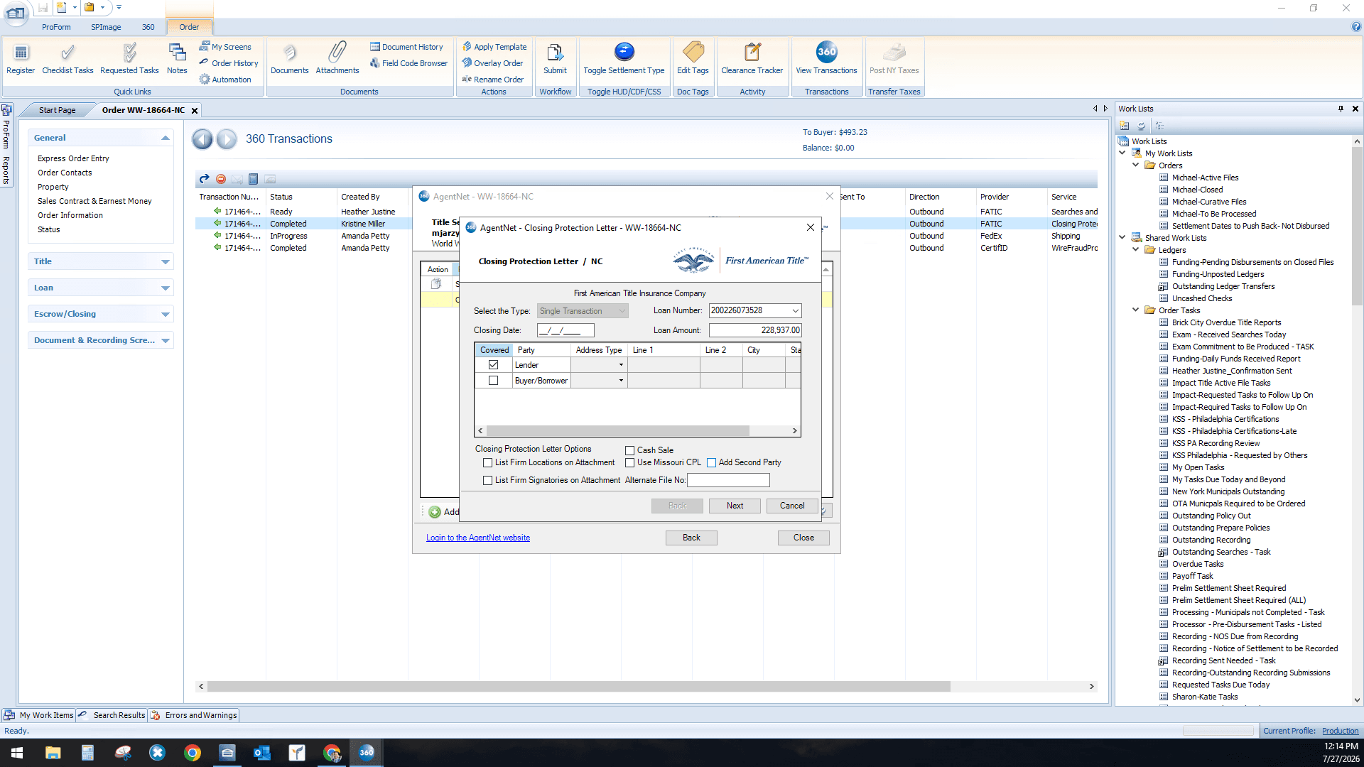 Step #1: Fill in the required transaction details (e.g., loan number, loan amount, closing date) and select the covered parties.