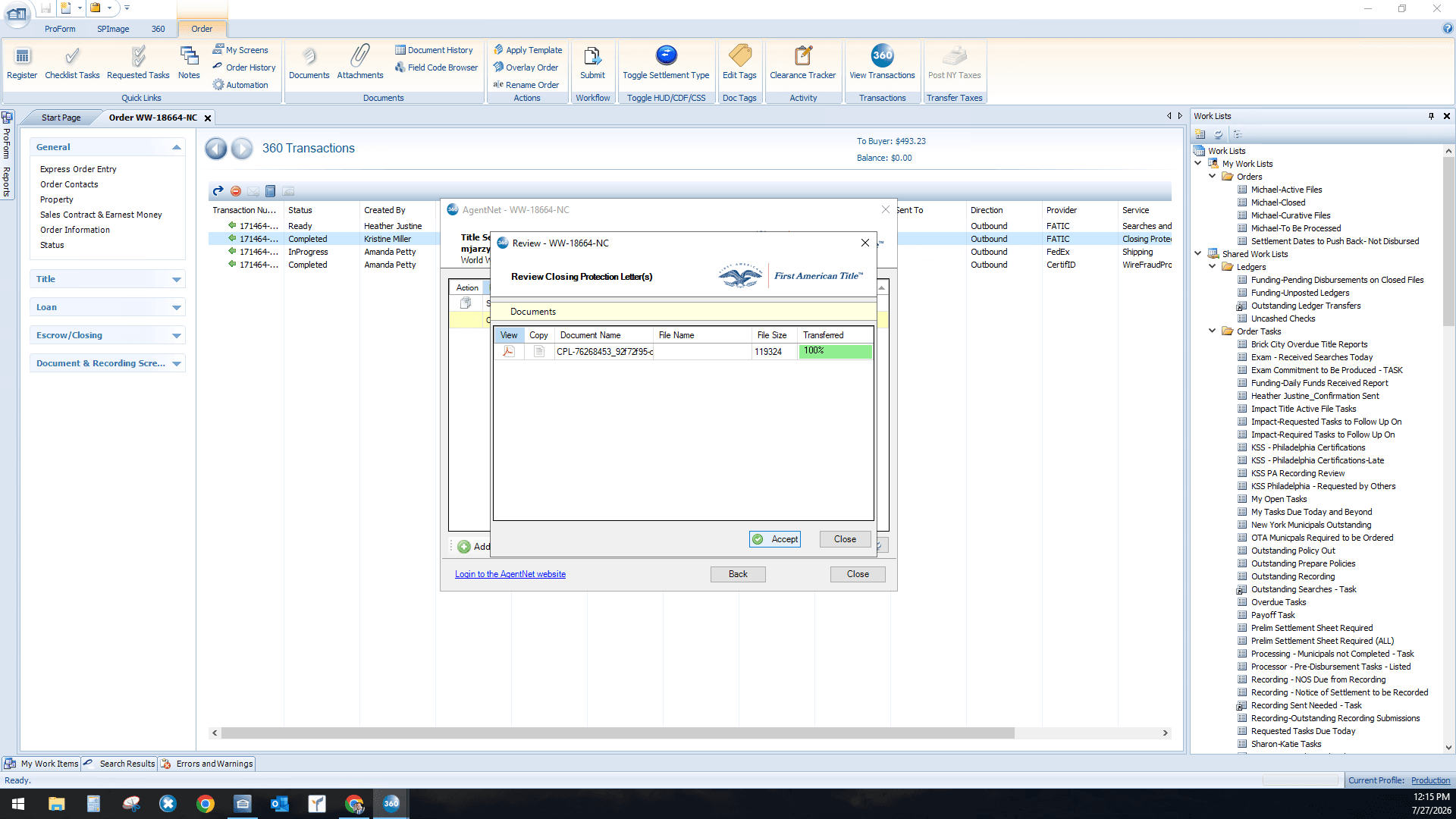 Step #13: Once confirmed, click Accept in the review dialog window.