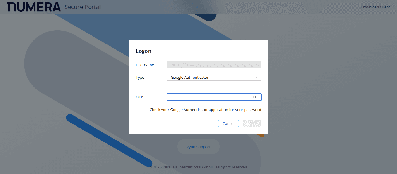 Step #11: After completion of the above process, please enter the OTP from the Google Authenticator app.