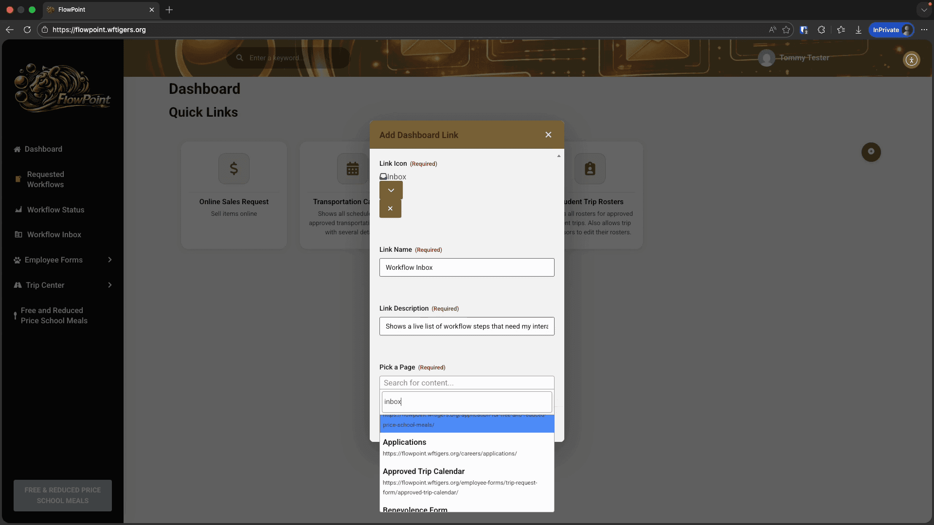 Step #7: Select your desired page from the list.