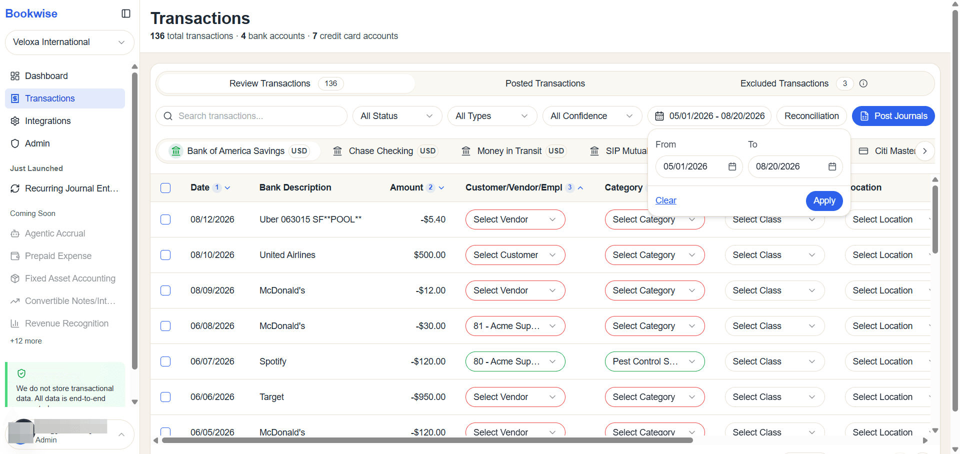 Step #6: Click the Clear button to remove the applied filter from the transaction table.