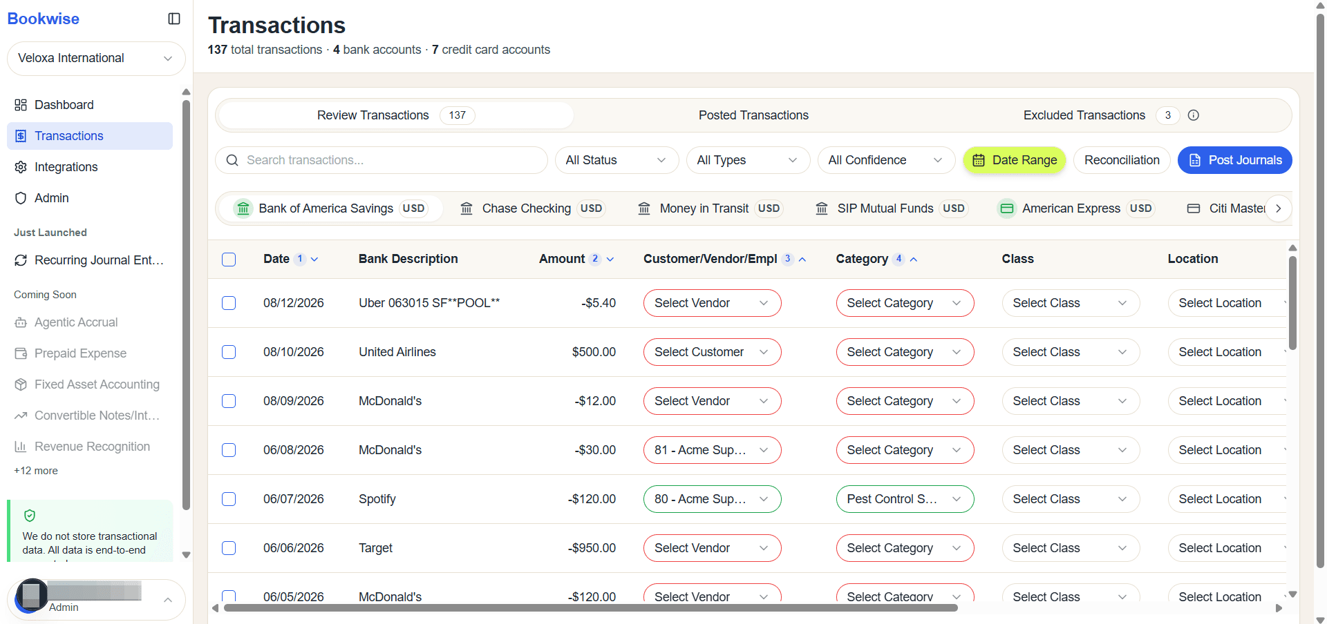 Step #1: Go to Review transactions tab Click on Date Range