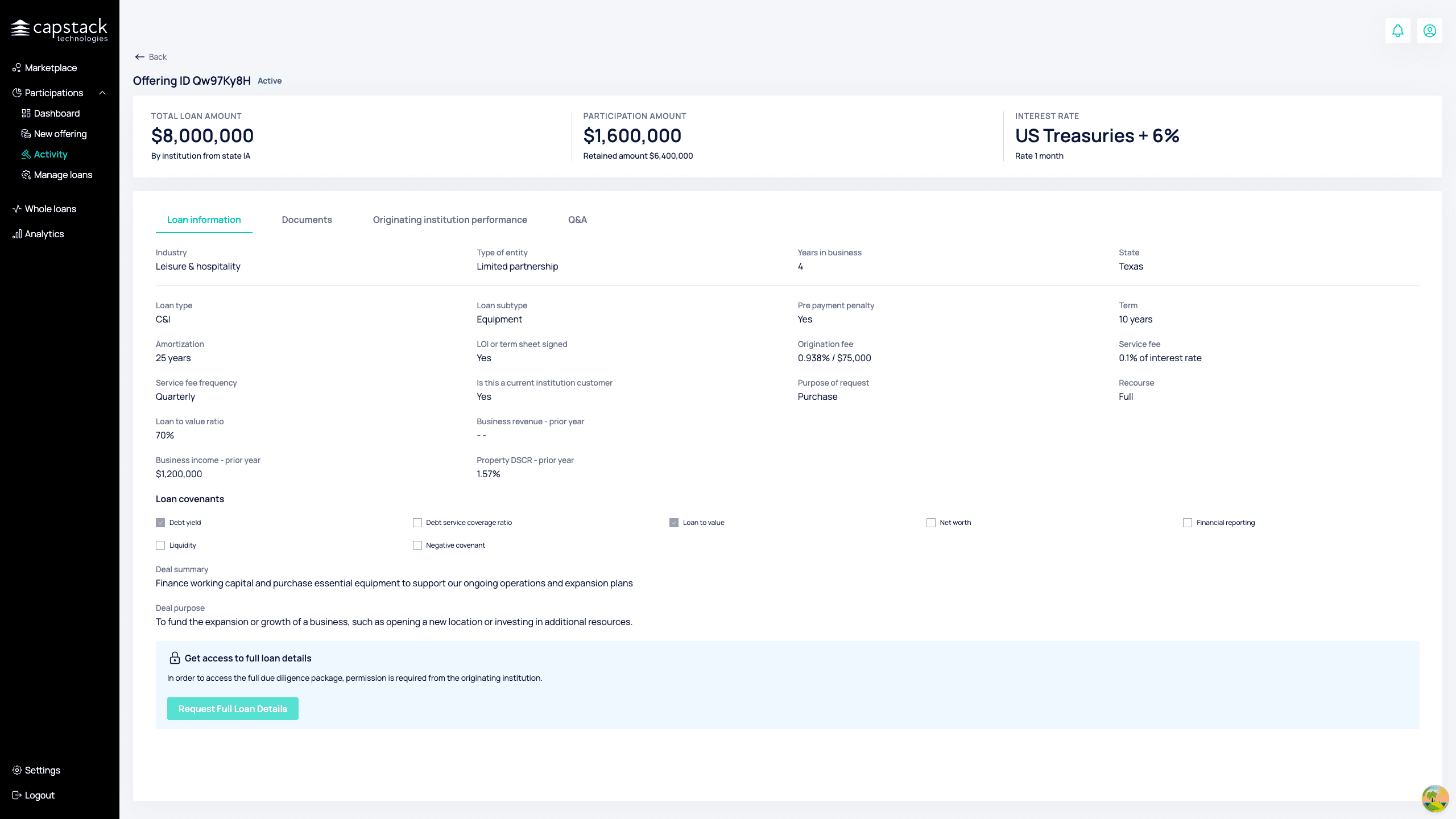 Step #4: Scroll down and click on "Request Full Loan Details"