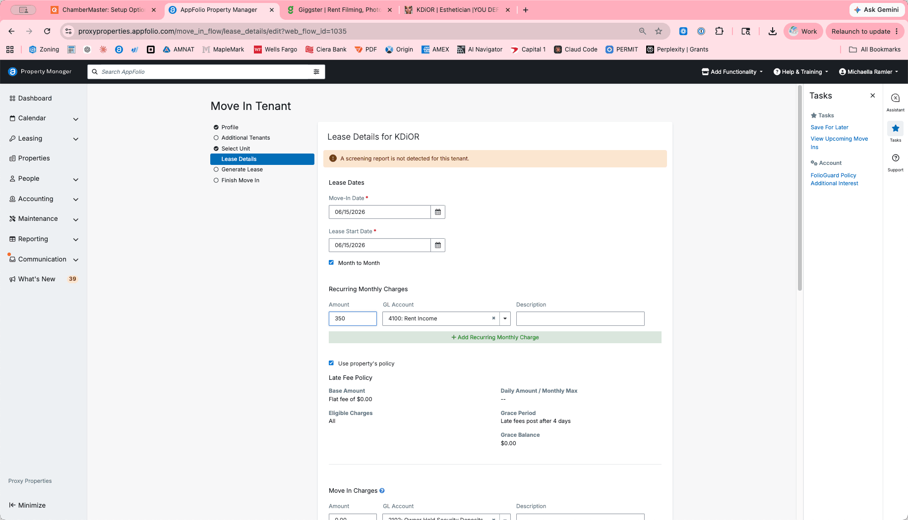 Step #7: Specify the standard Monthly Rent amount.