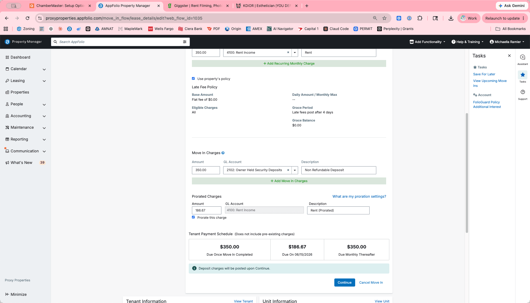 Step #11: To prorate charges based on a mid-month move-in, check the Prorate this charge box beneath the rent details.