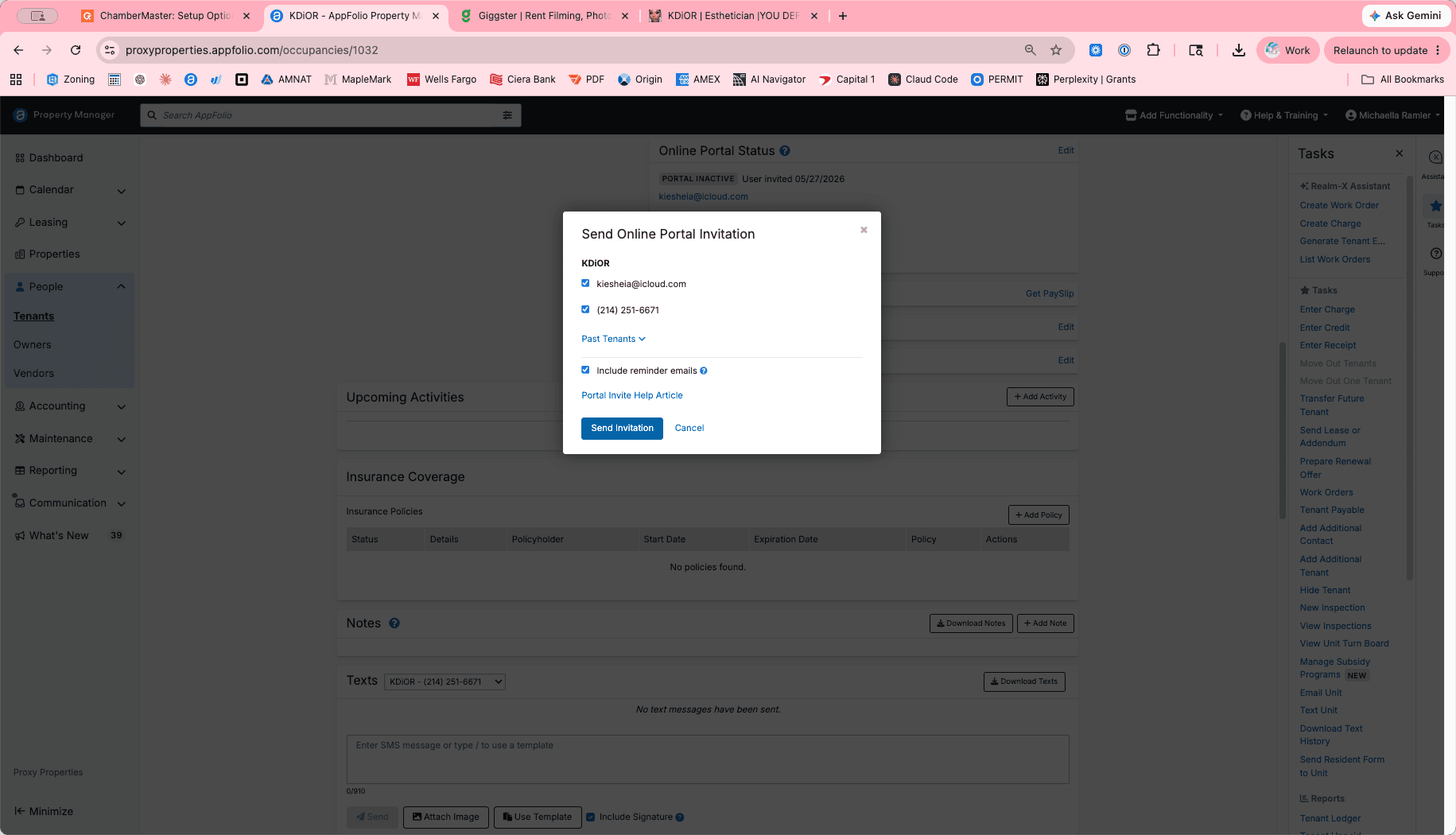 Step #18: Confirm the email and phone number in the prompt window and click Send Invitation.