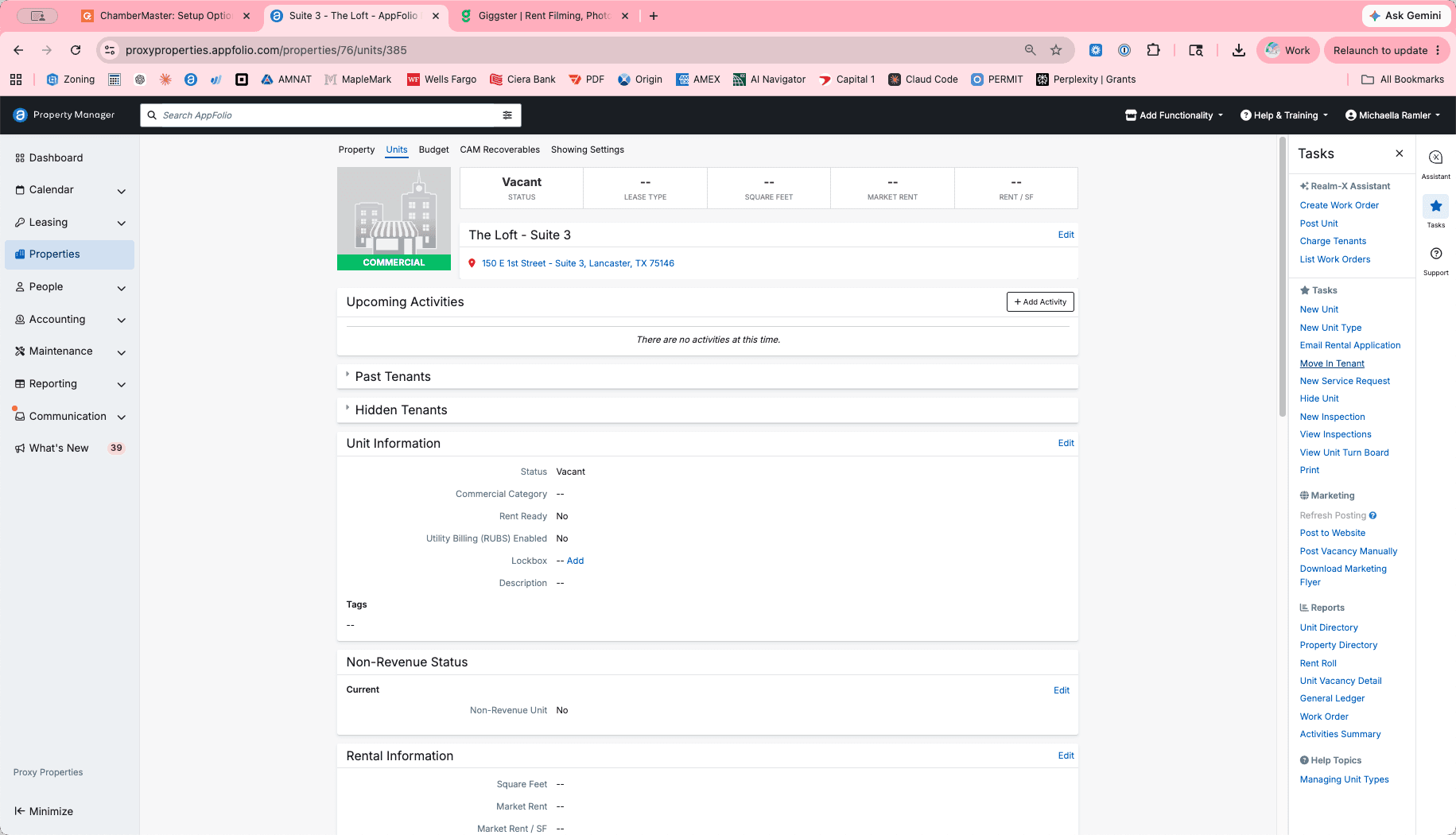 Step #2: Click Move In Tenant to begin the process.