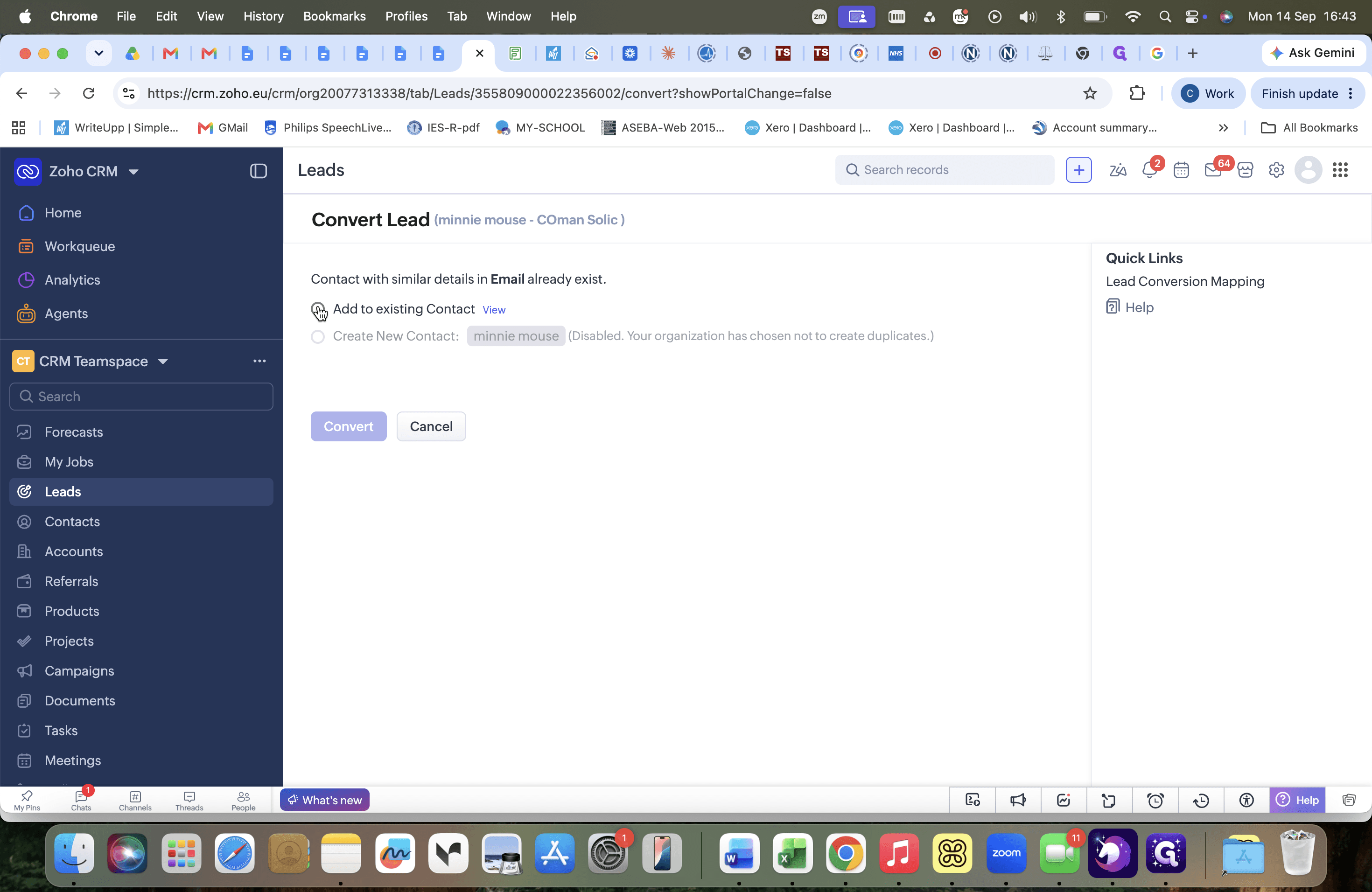 Step #11: Select Add to existing Contact.