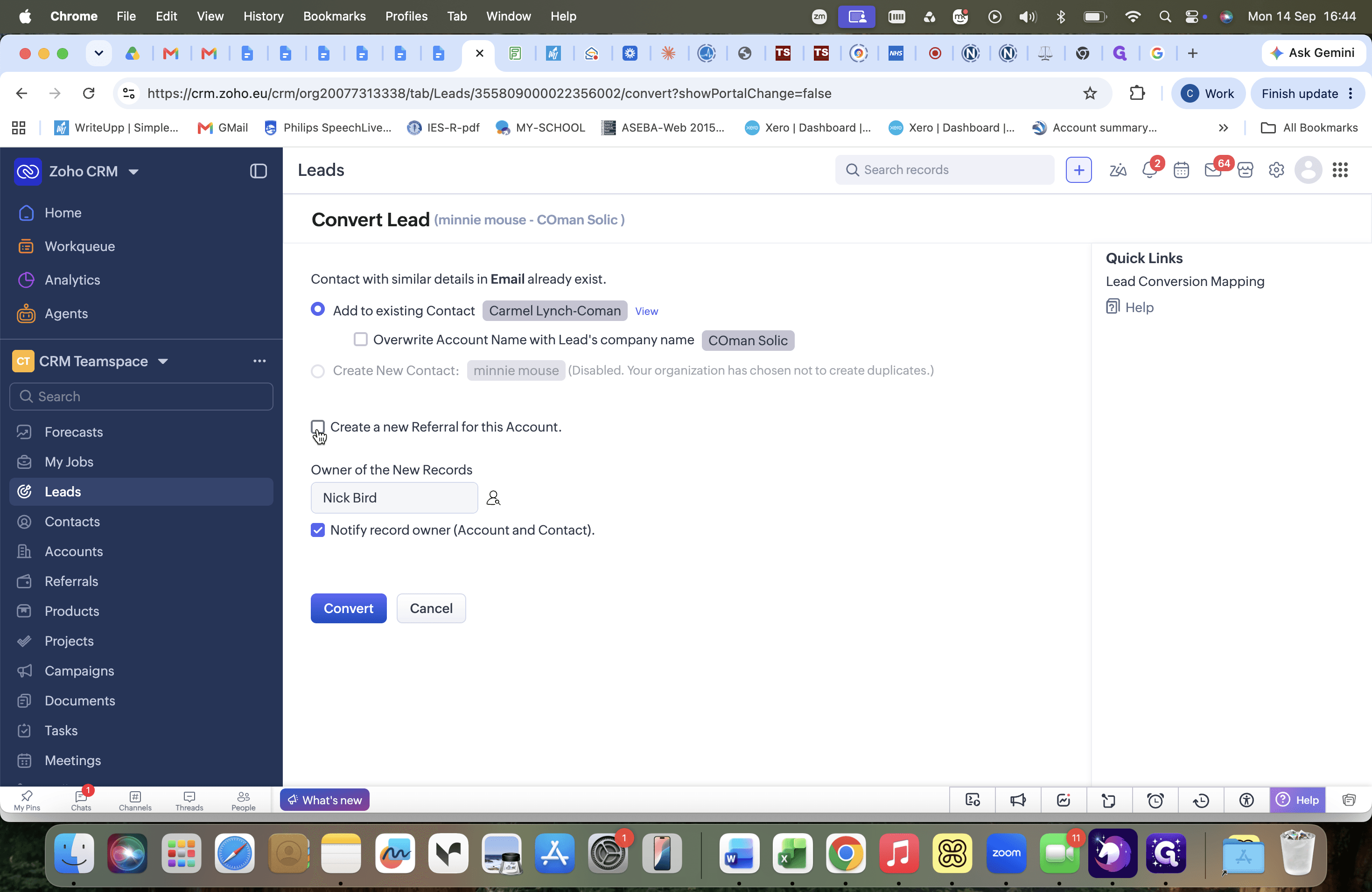 Step #14: Check the Create a new Referral for this Account. checkbox.