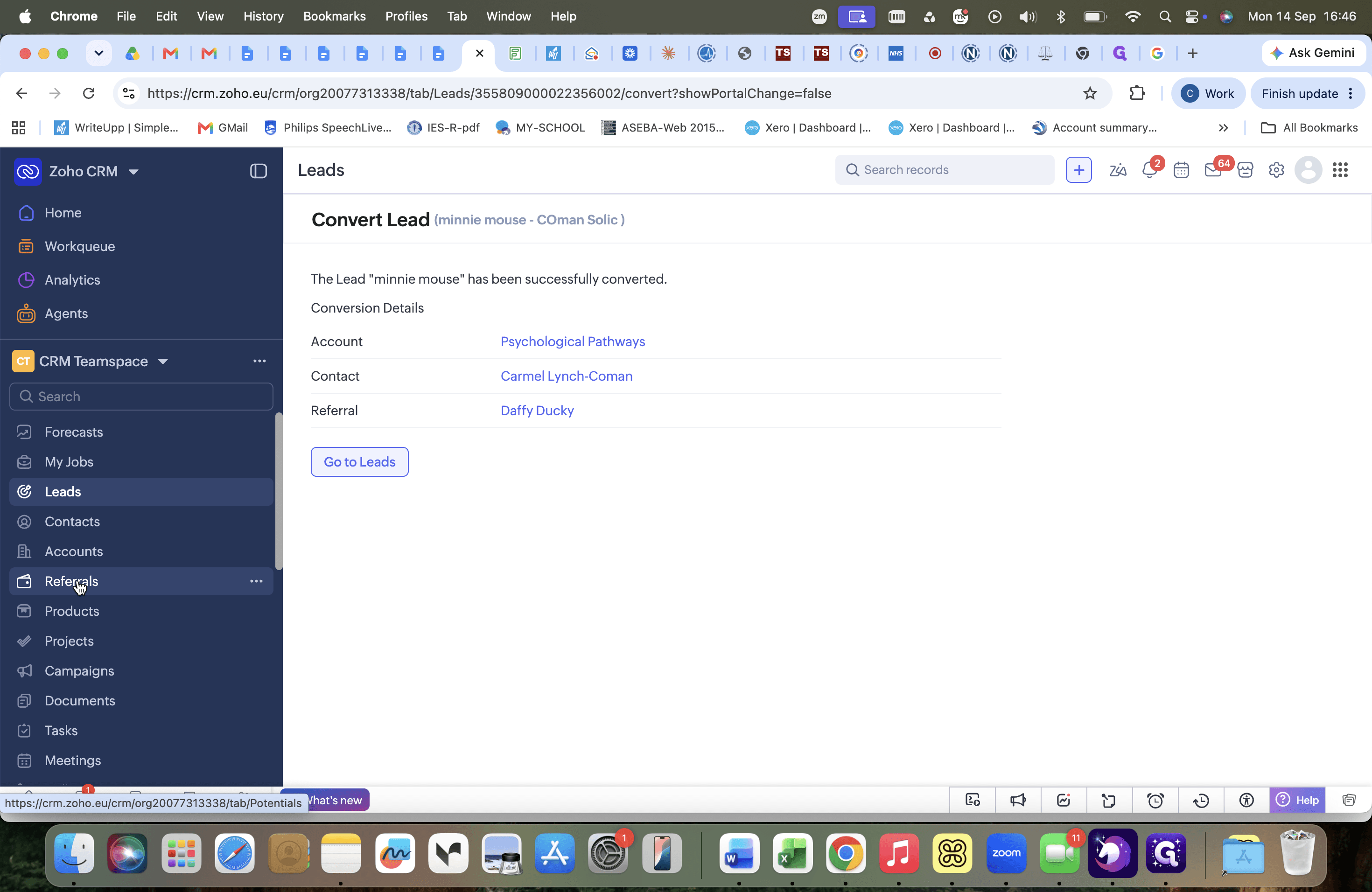 Step #28: Click Referrals in the left sidebar to verify that the referral is listed and ready for an appointment offer.