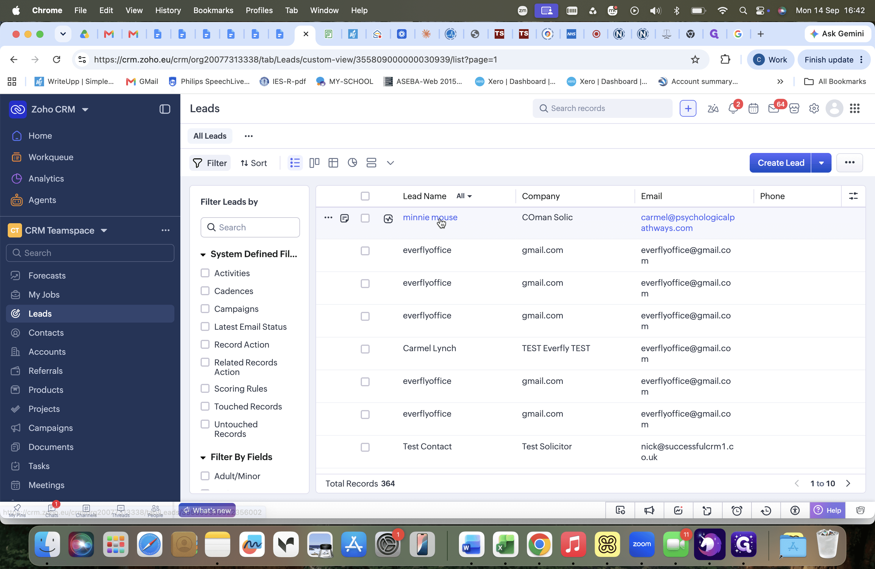 Step #7: Click the newly created lead name in the Leads table.