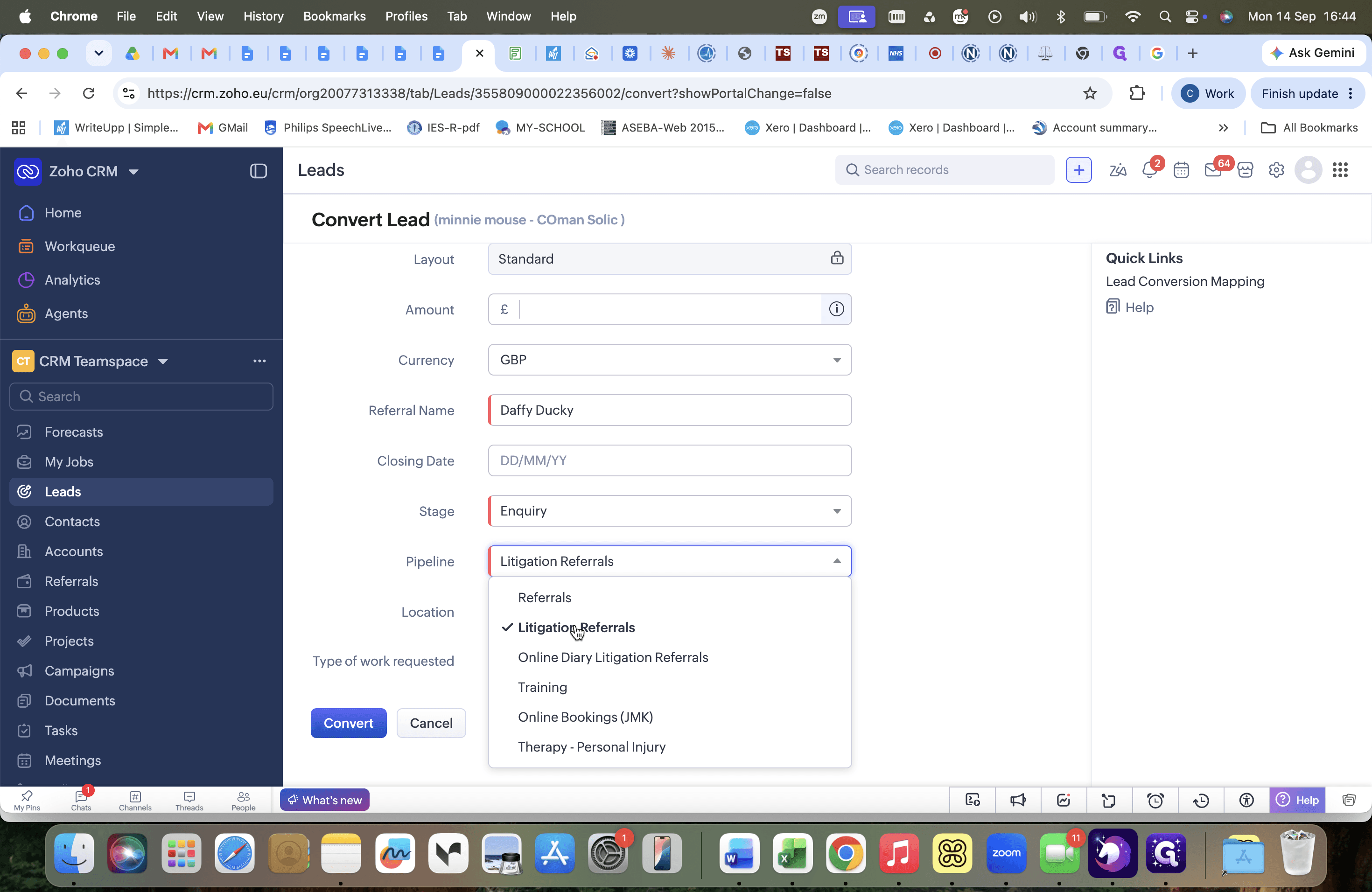 Step #19: Select Litigation Referrals (or the pipeline relevant to the case type).