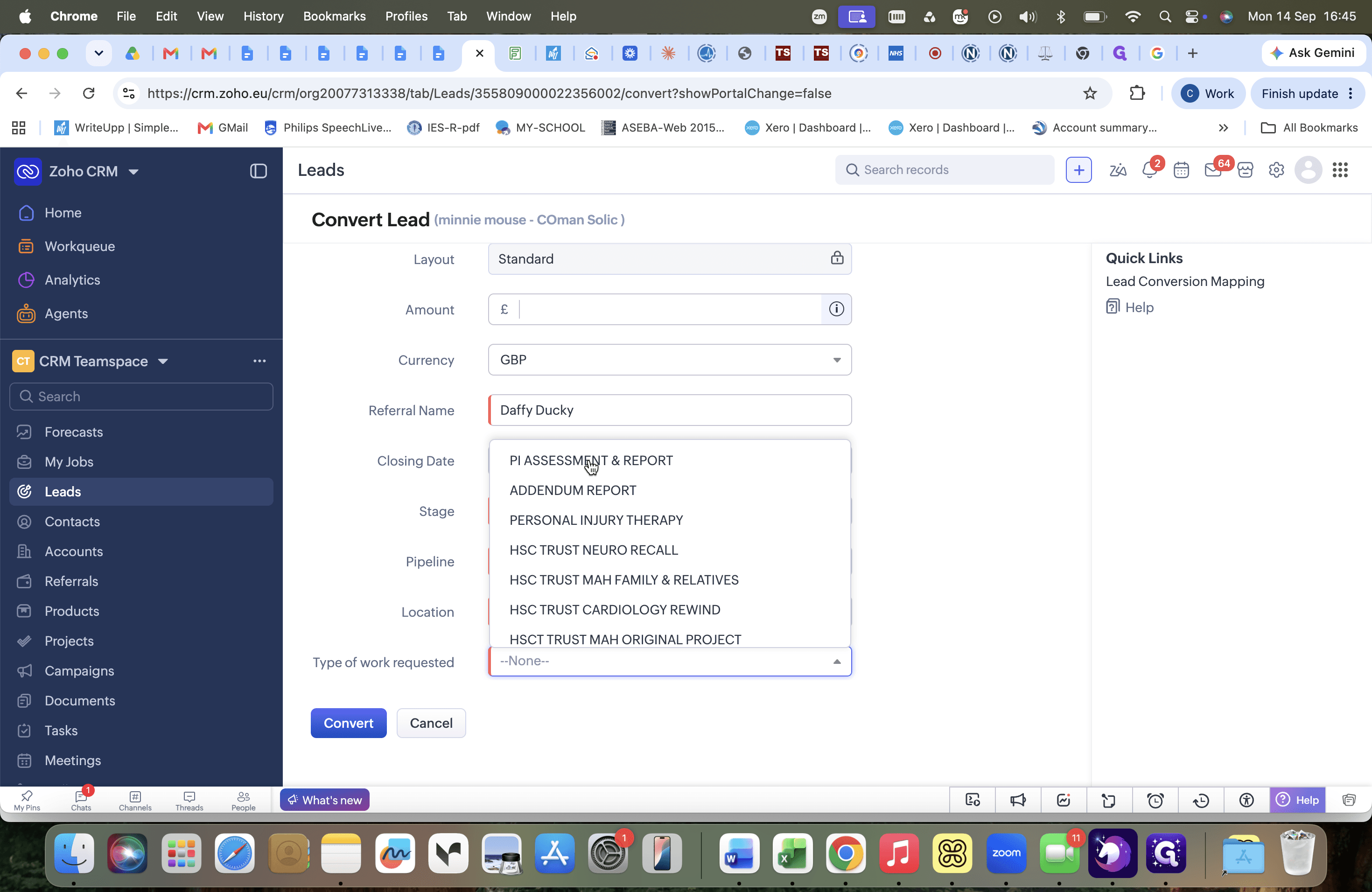 Step #23: Select the required assessment type, such as PI ASSESSMENT & REPORT.
