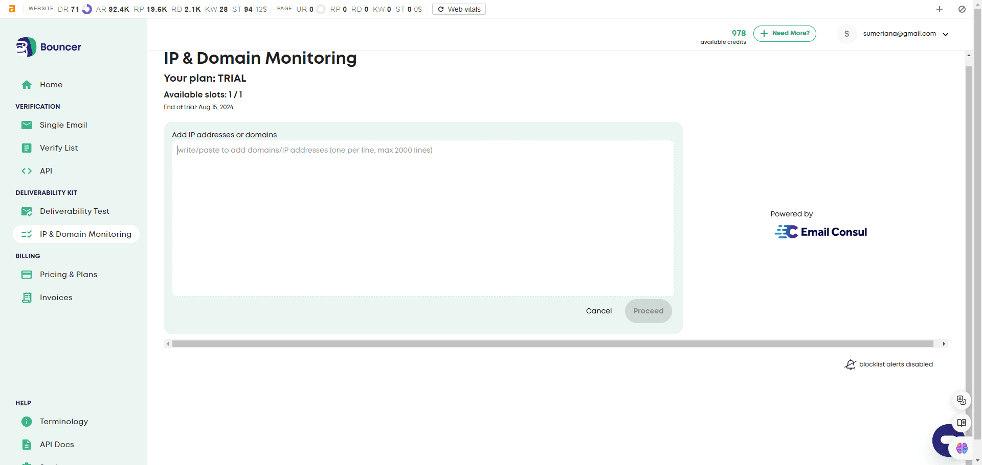 Step #3: Click on "write / paste to add domains / IP addresses ( one per line"