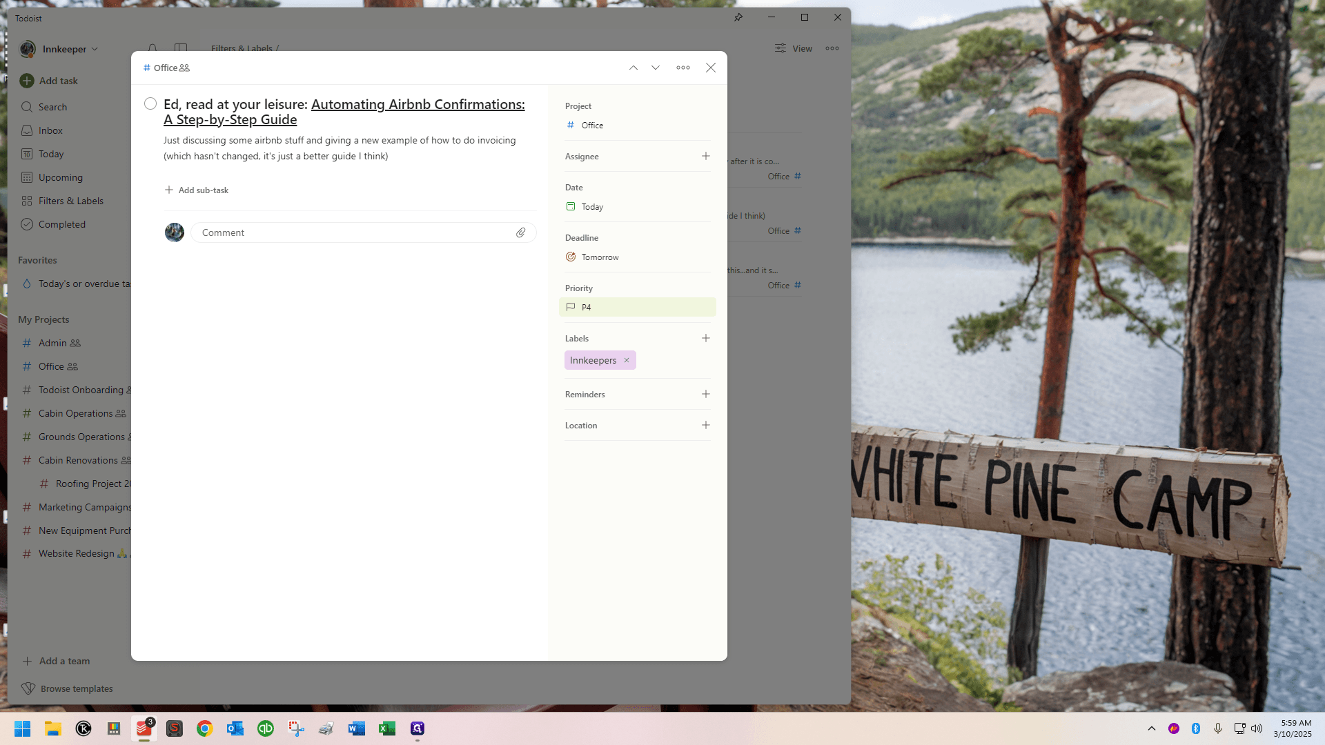 Step #20: Click on "Just discussing some airbnb stuff and giving a new example of how to do invoicing"