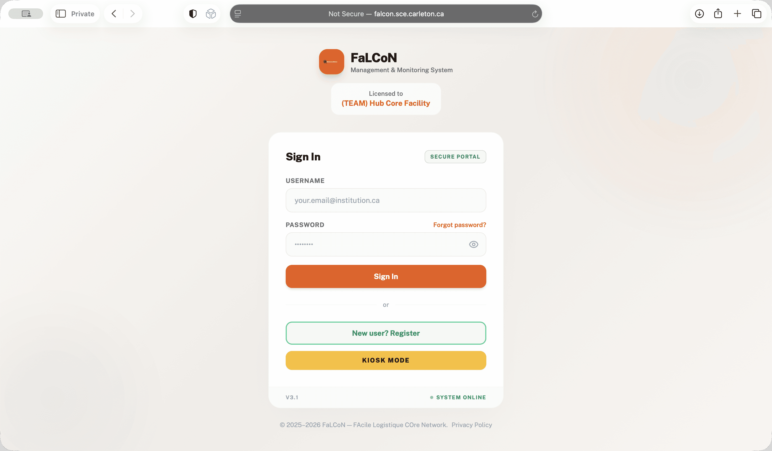 Step #1: Click on "New user ? Register"