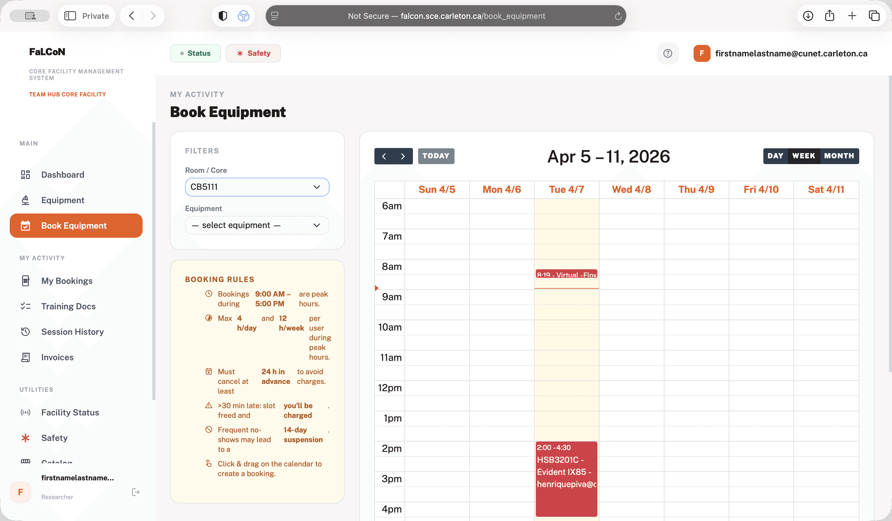 Step #14: Click on "- select equipment –"