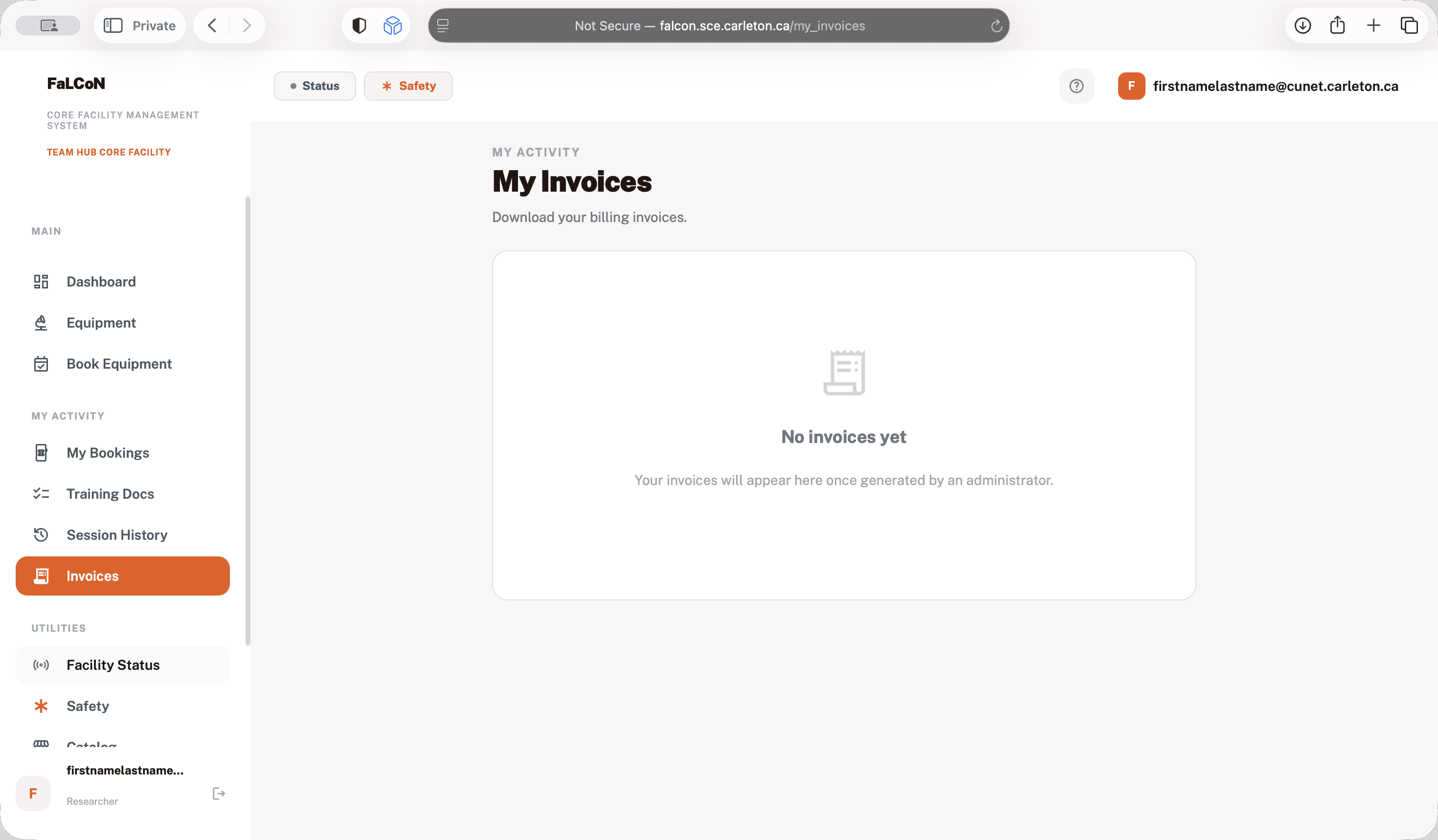 Step #28: Click on "Facility Status"