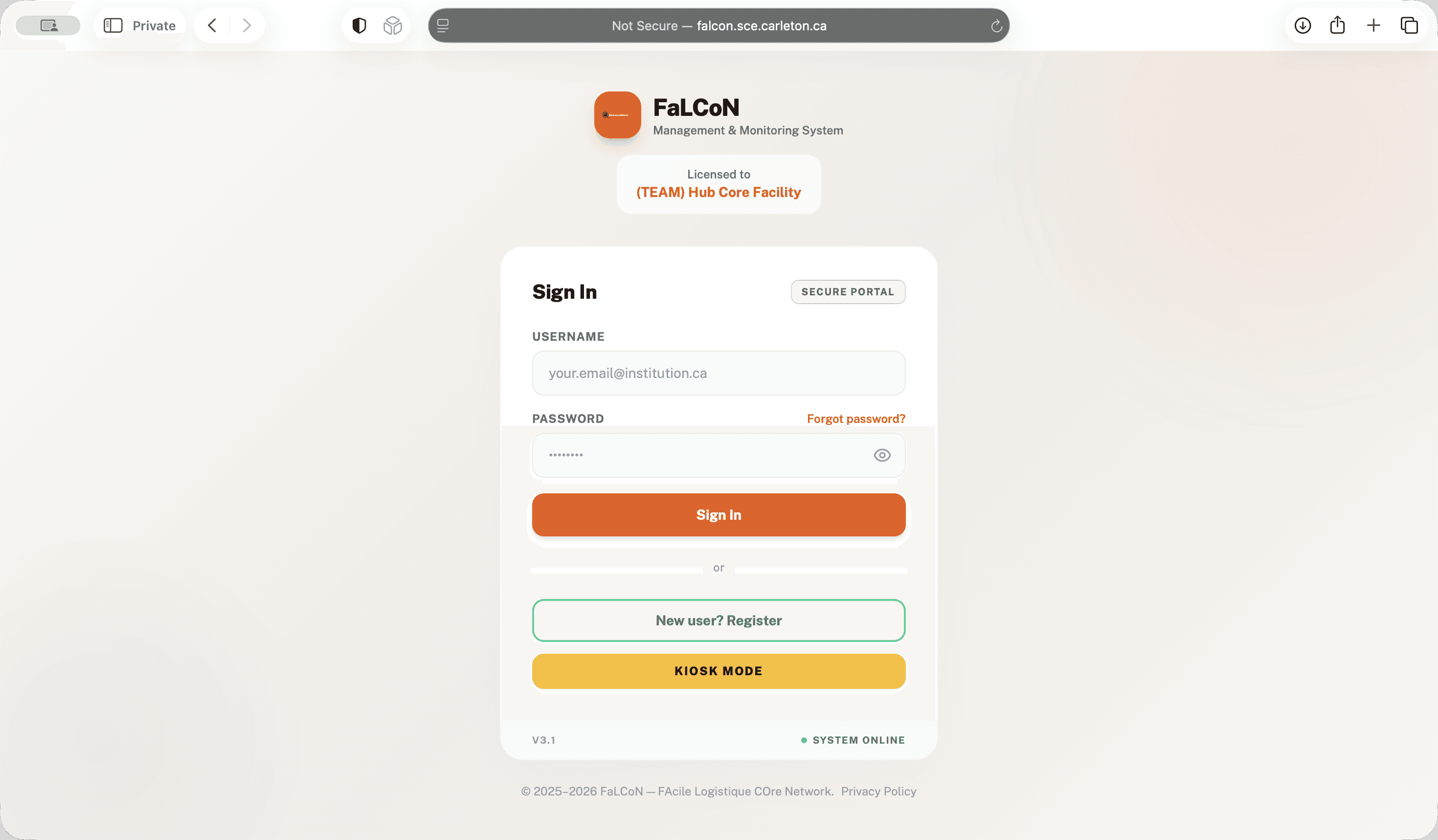 Step #2: Click on "New user ? Register"
