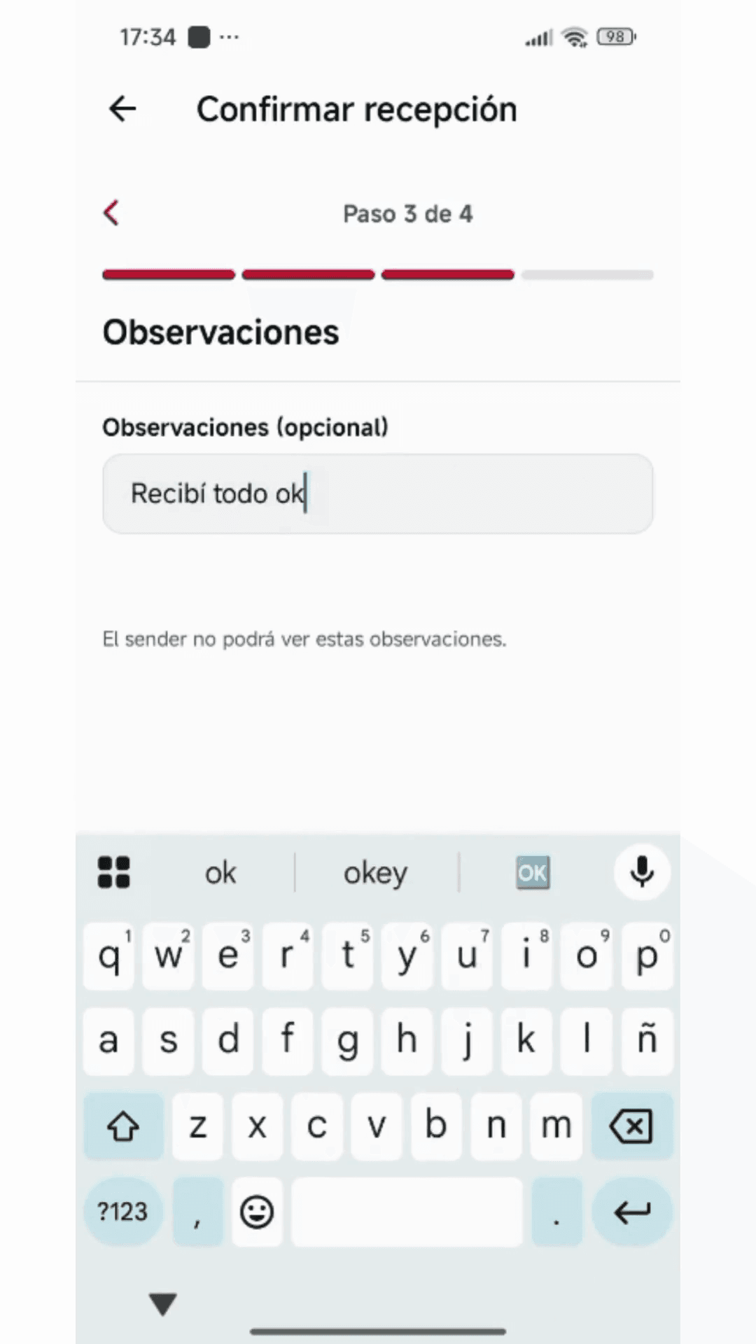 Step #10: Haz clic en Confirmar recepción para validar las notas.