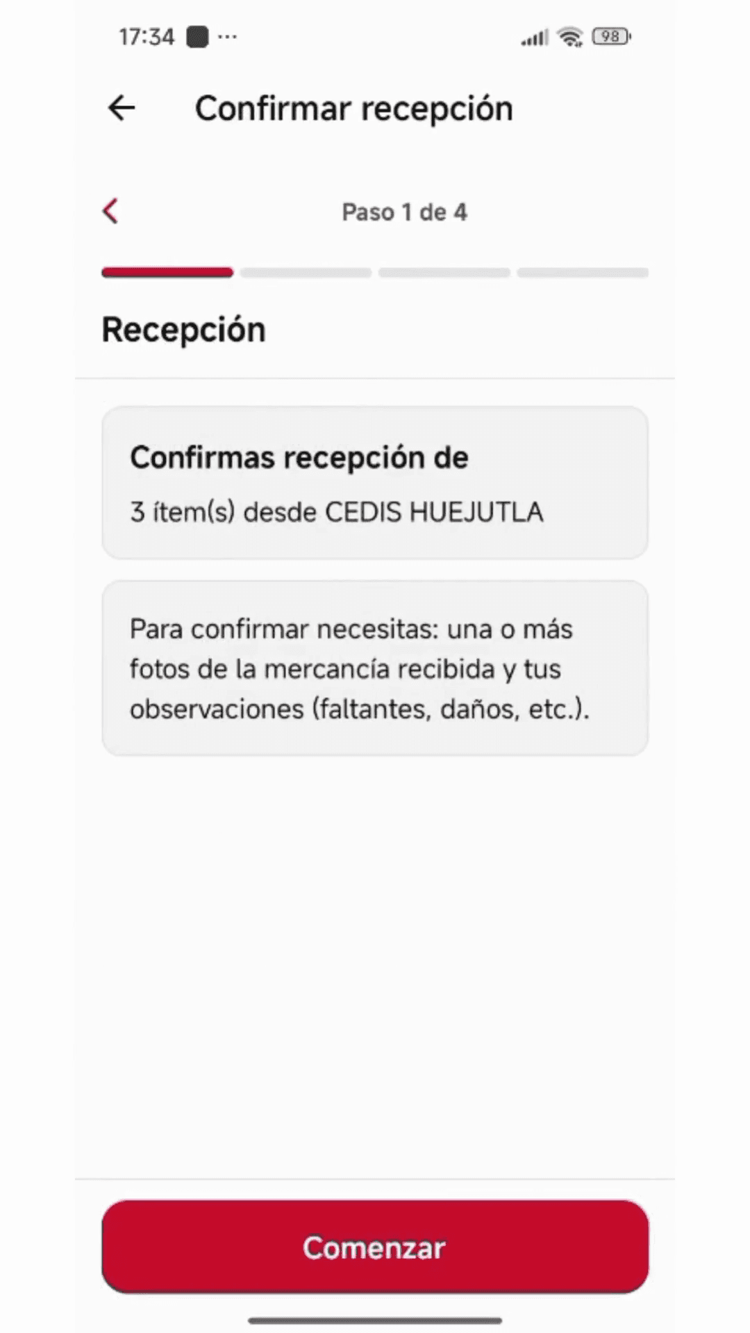 Step #3: Haz clic en Comenzar para iniciar formalmente el proceso de validación.