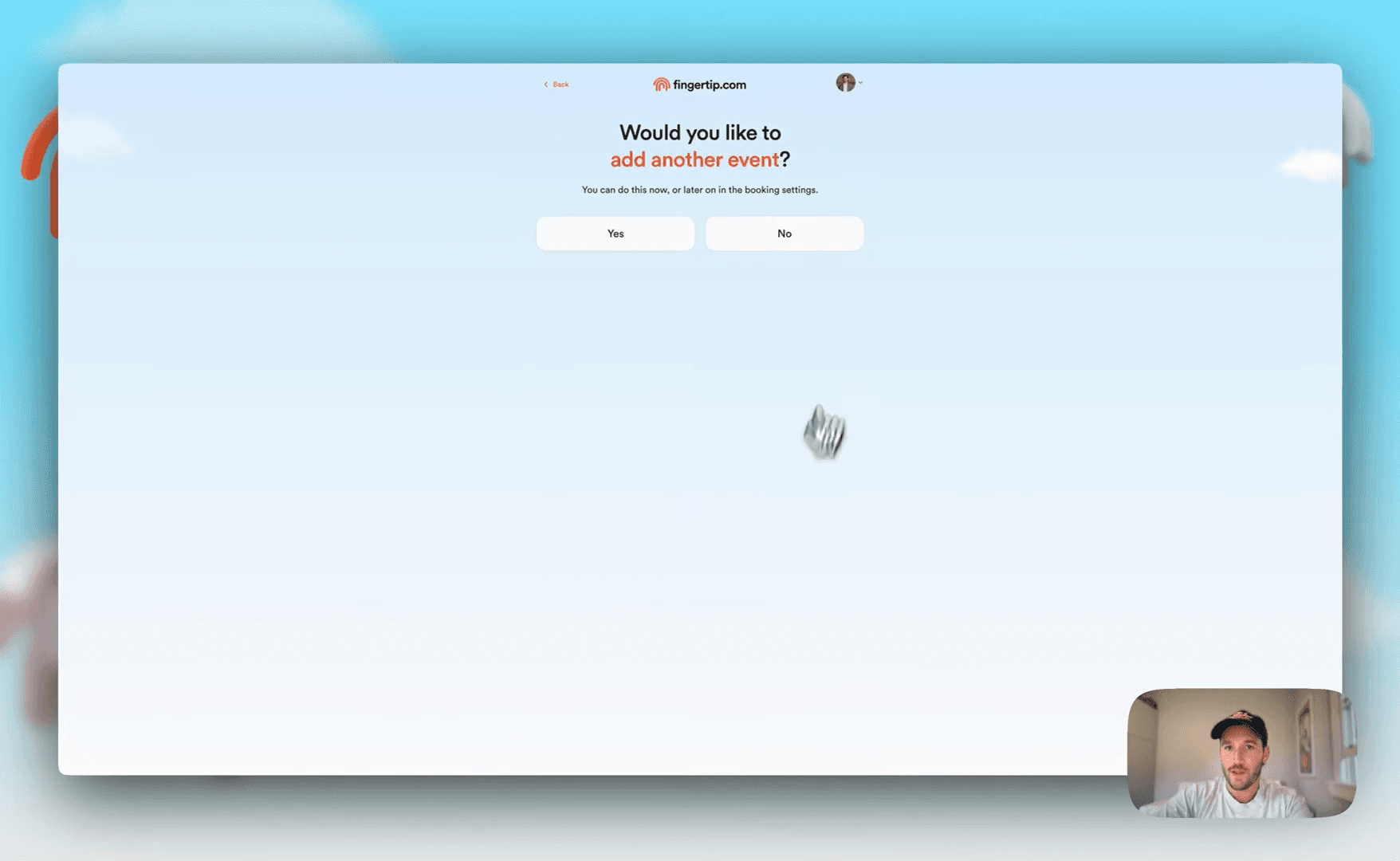 Step #59: Click the No button for 'Would you like to add another event?'