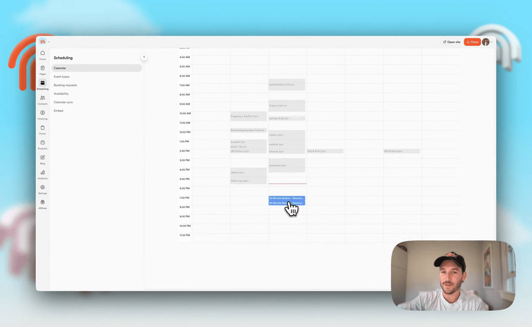 Step #74: On the calendar, click the event block for '30 Minute Session - Personal Training'.