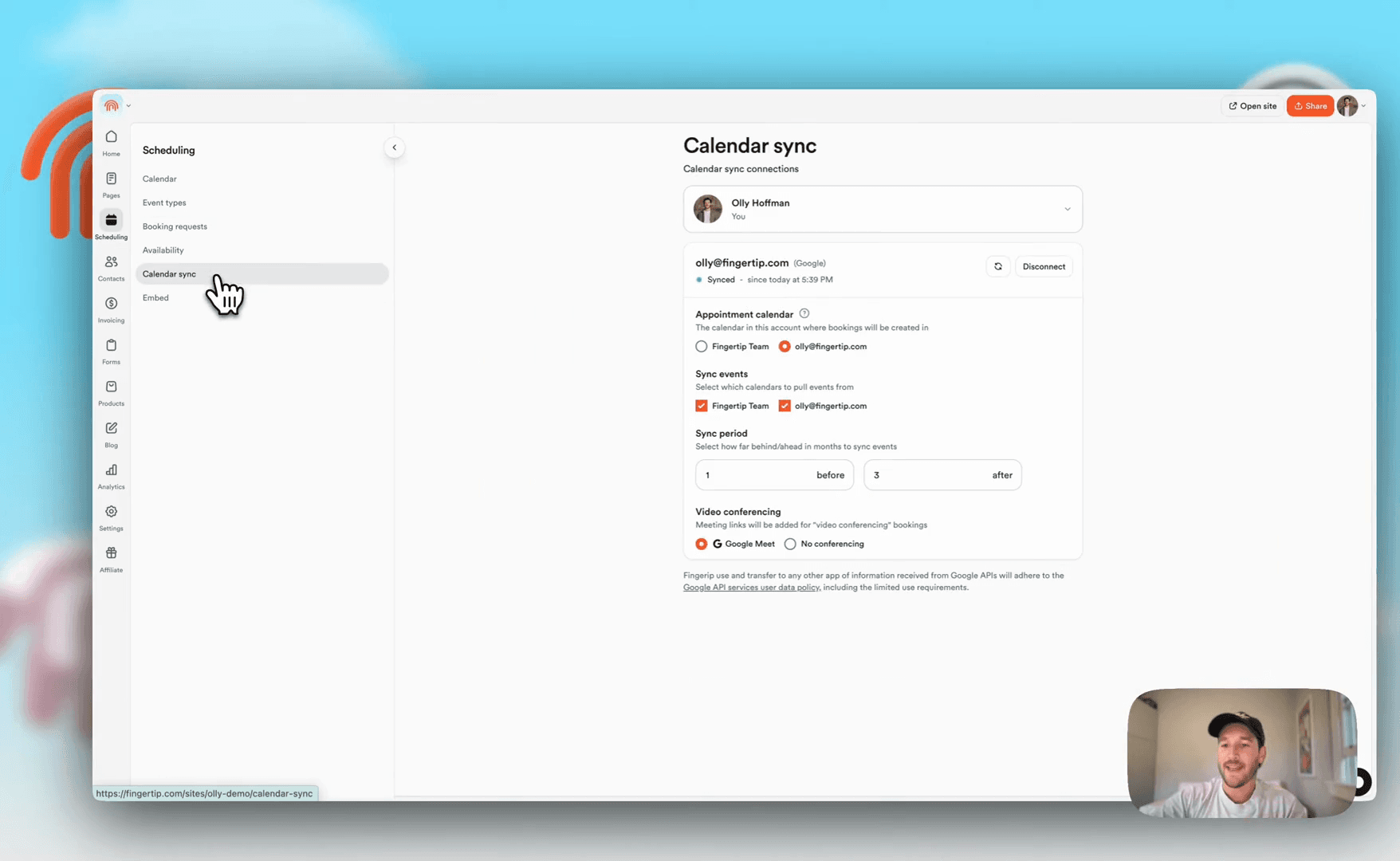Step #80: Click 'Calendar sync' on the left sidebar under Scheduling.