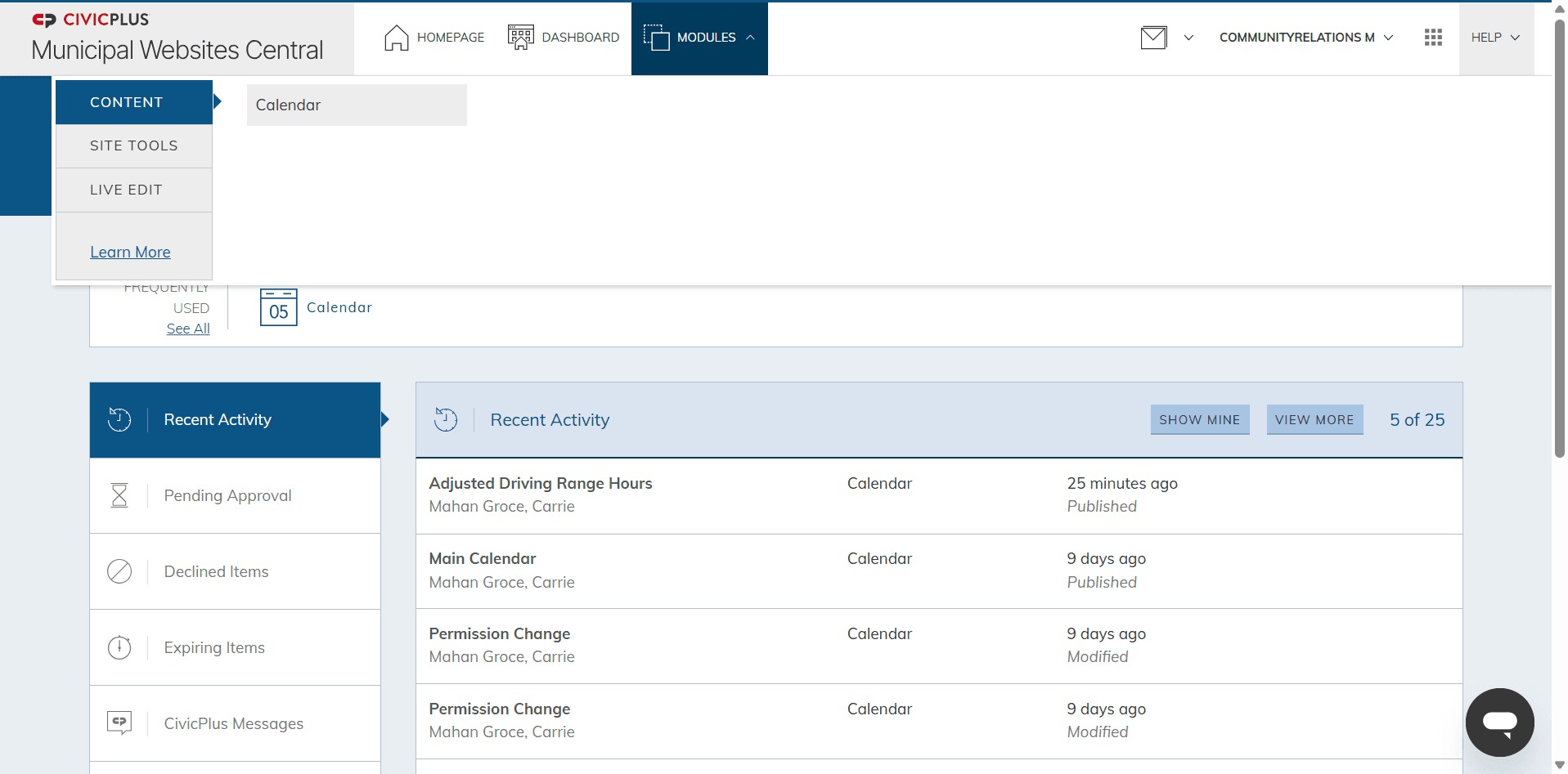 Step #3: Click Calendar - you will see more items
