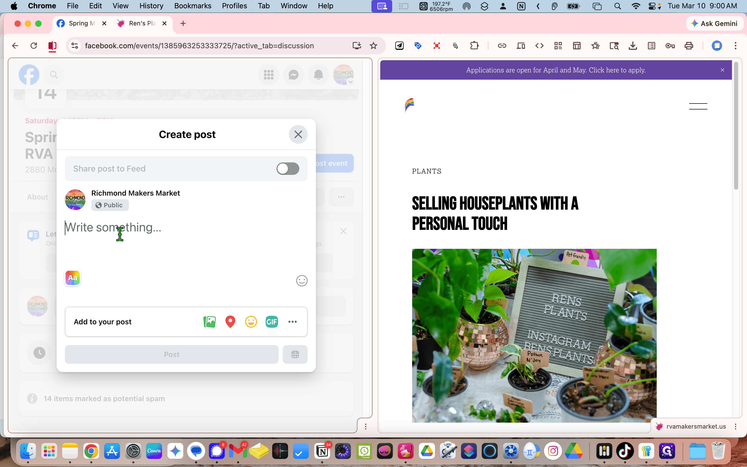 Step #35: Click on "Write something"