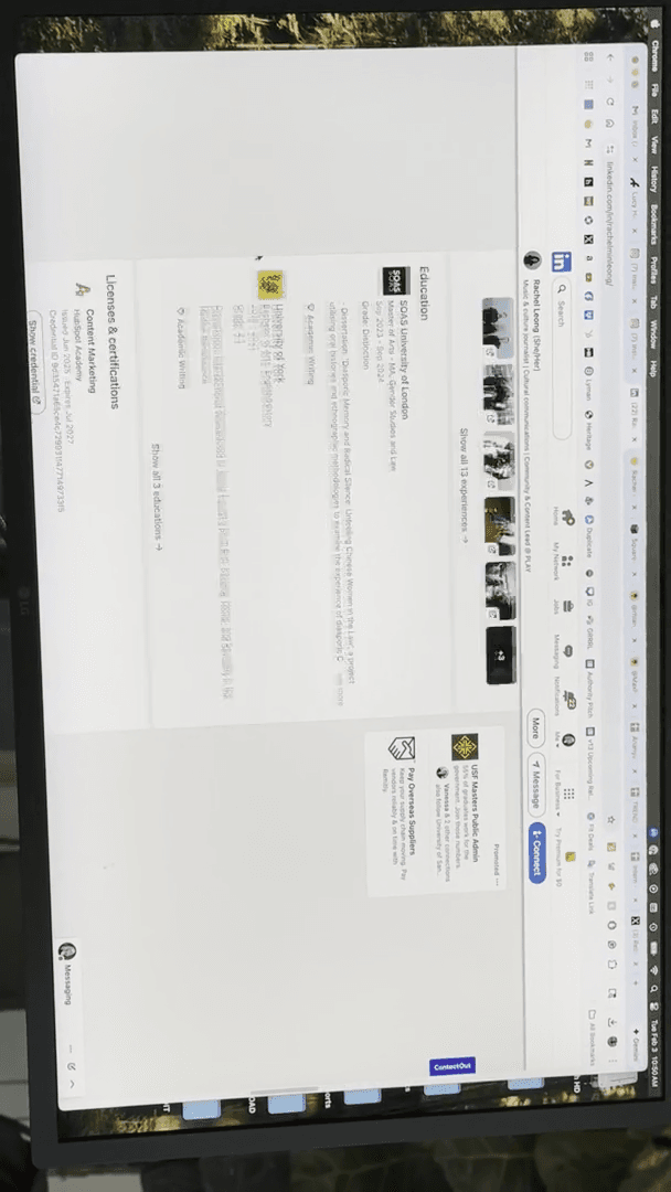 Step #169: Scroll through the LinkedIn profile to find an attached resume, which you can download for contact information.