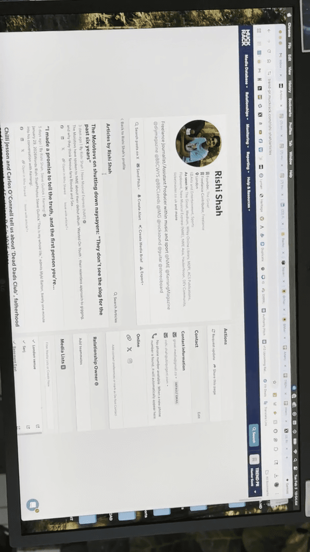Step #219: Examine the 'Contact' section to find email addresses and social media links.