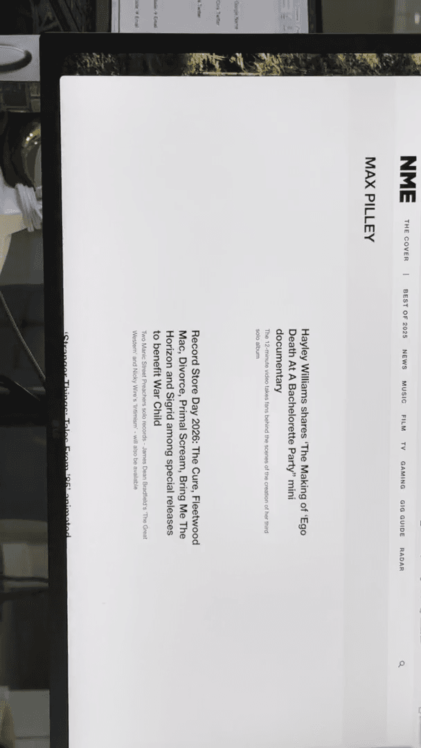 Step #112: Click on the 'Max Pilley: Author at NME' link.