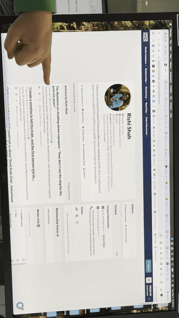 Step #214: Point to the list of articles to see the publication date and outlet.